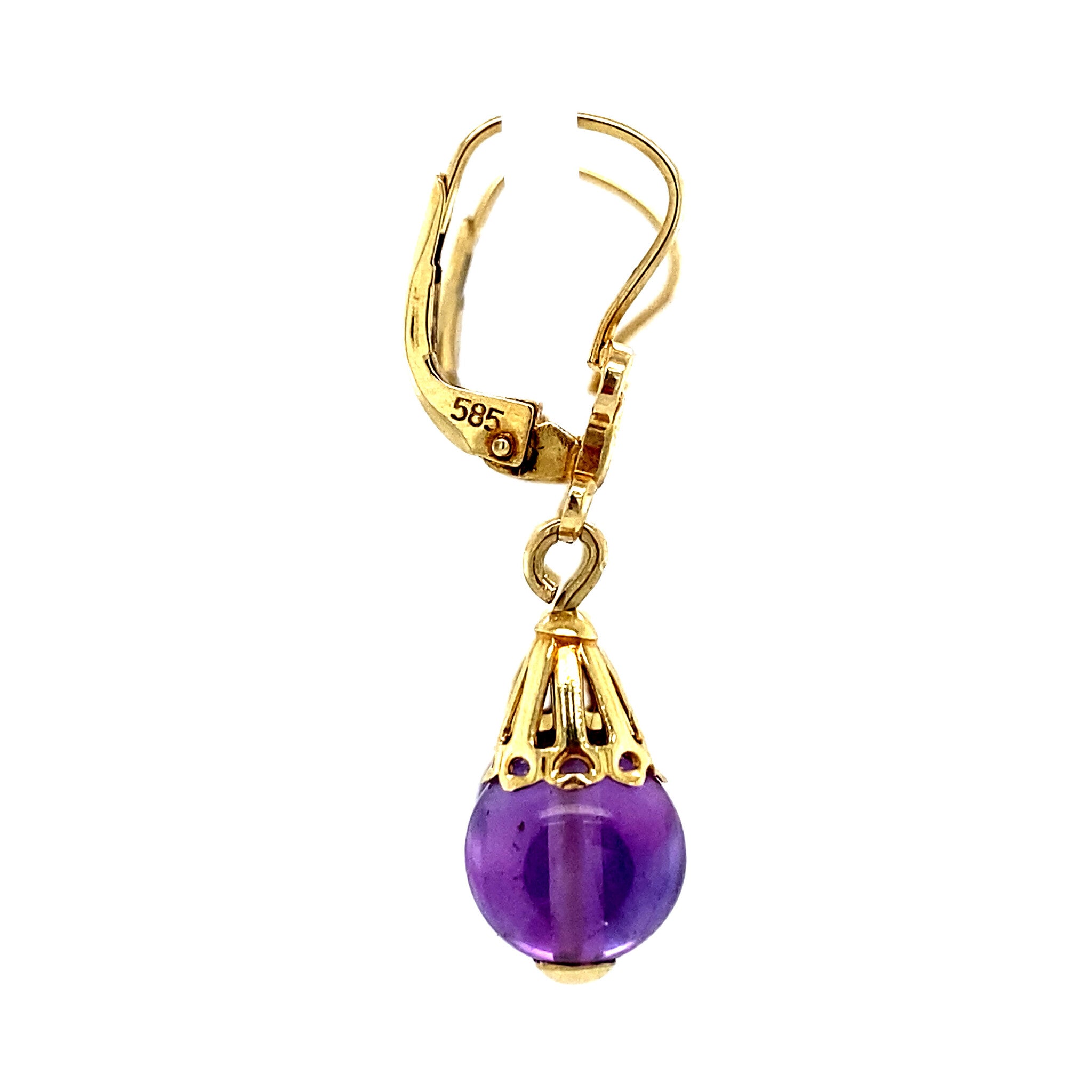 14 kt gold earrings with amethyst