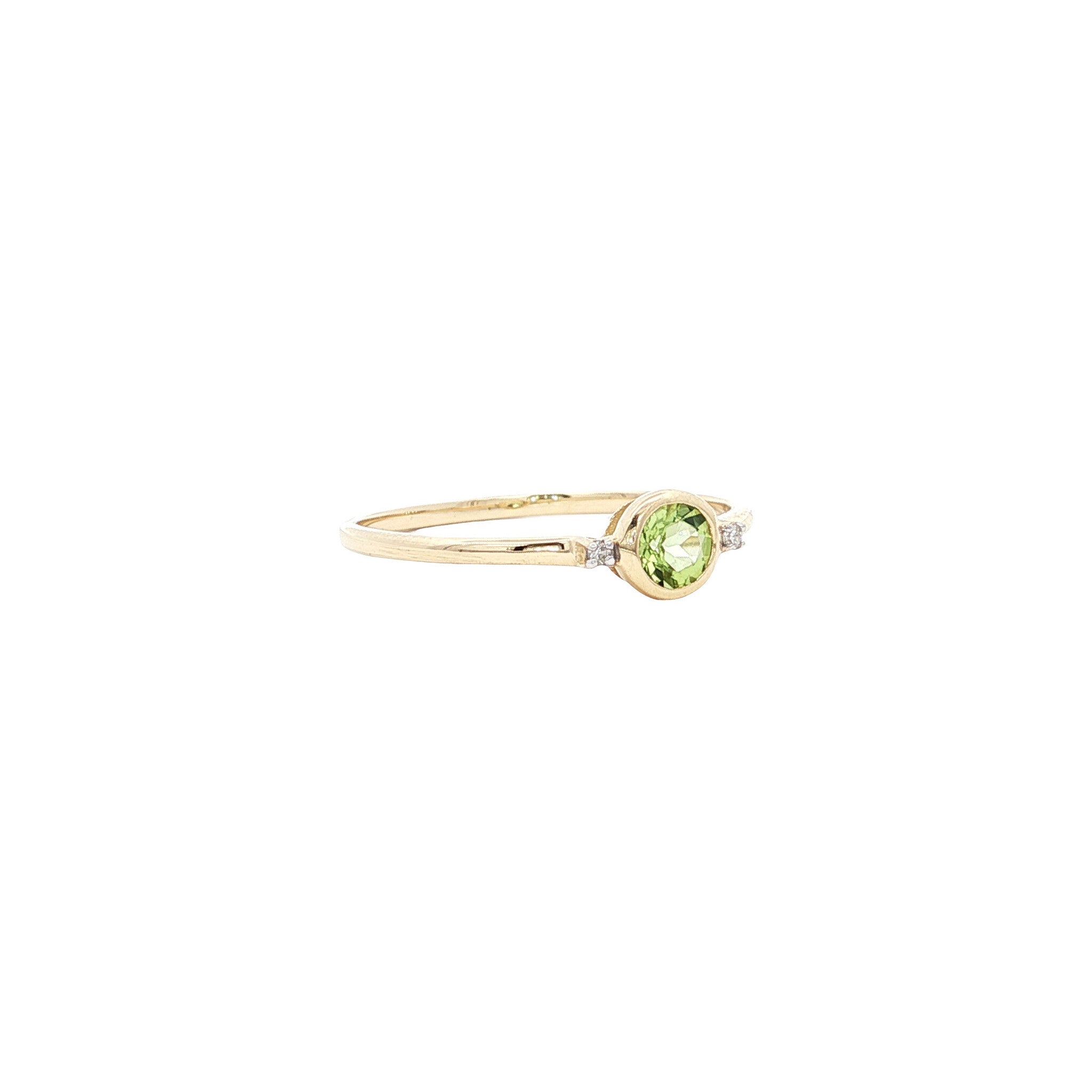 Ring met peridoot en diamant 9 kt