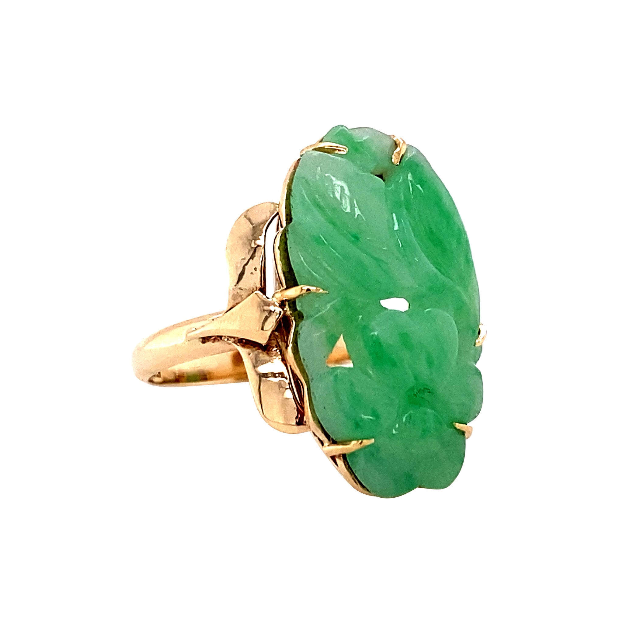 14 kt gold ring with jade
