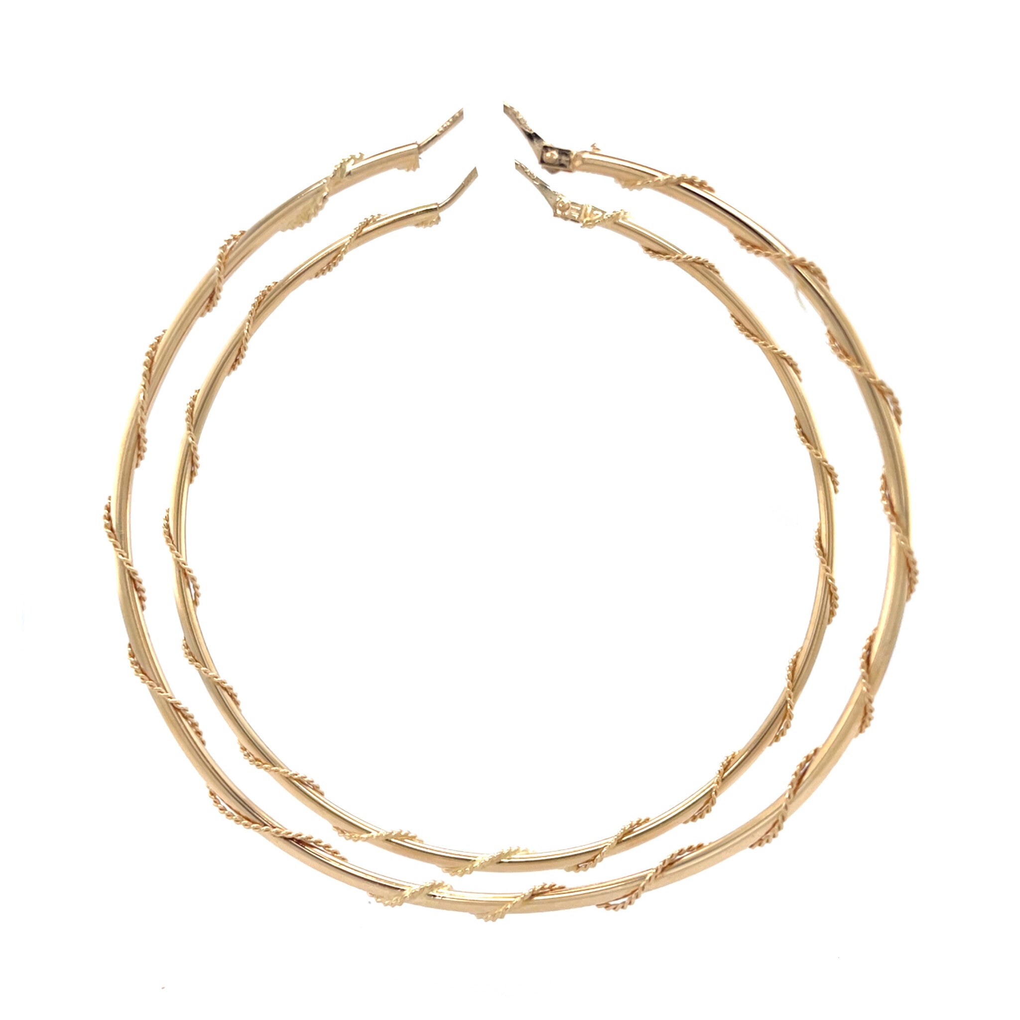 Gouden vintage fantasie oorringen 18 kt