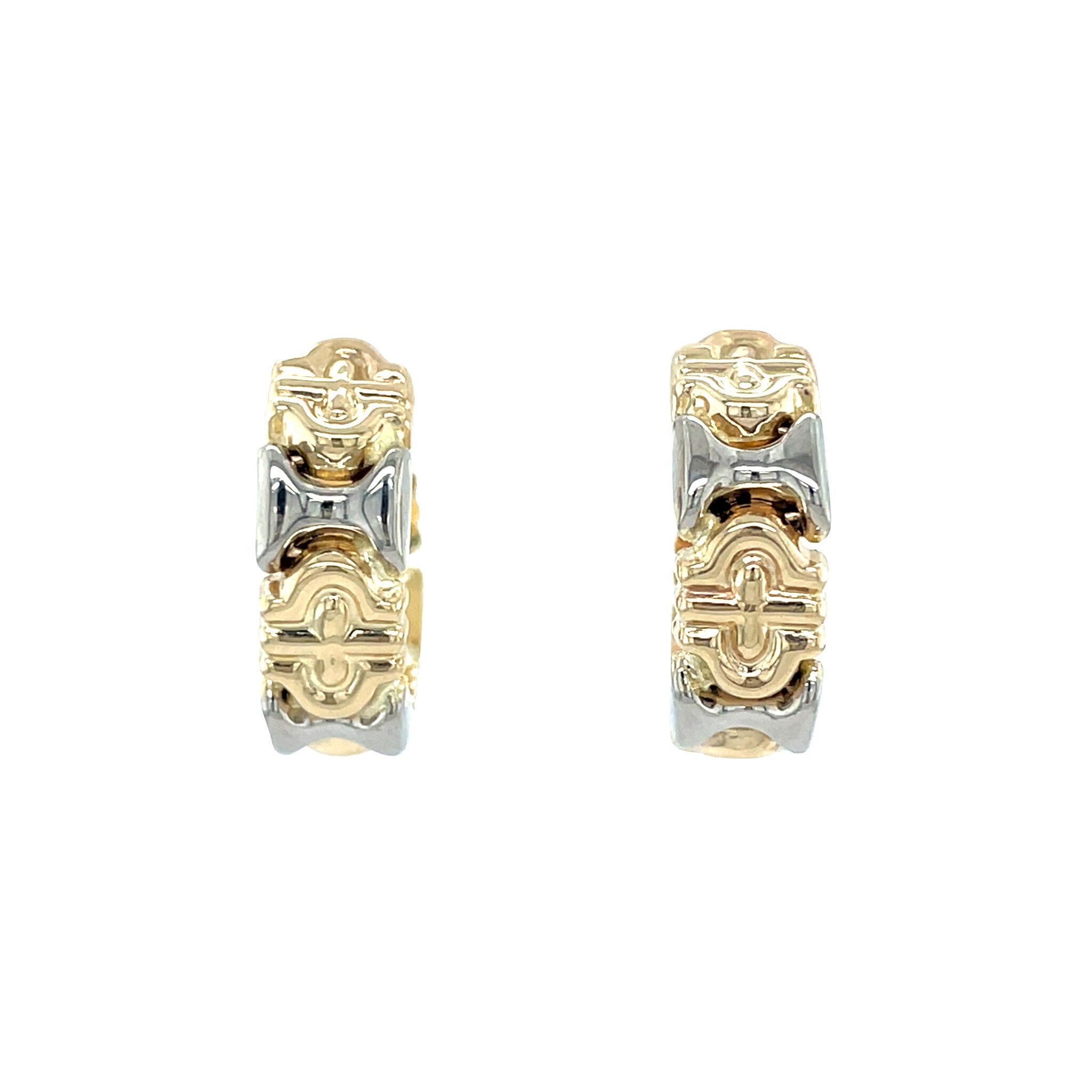 Bicolour vintage gold fantasy earrings 14 kt