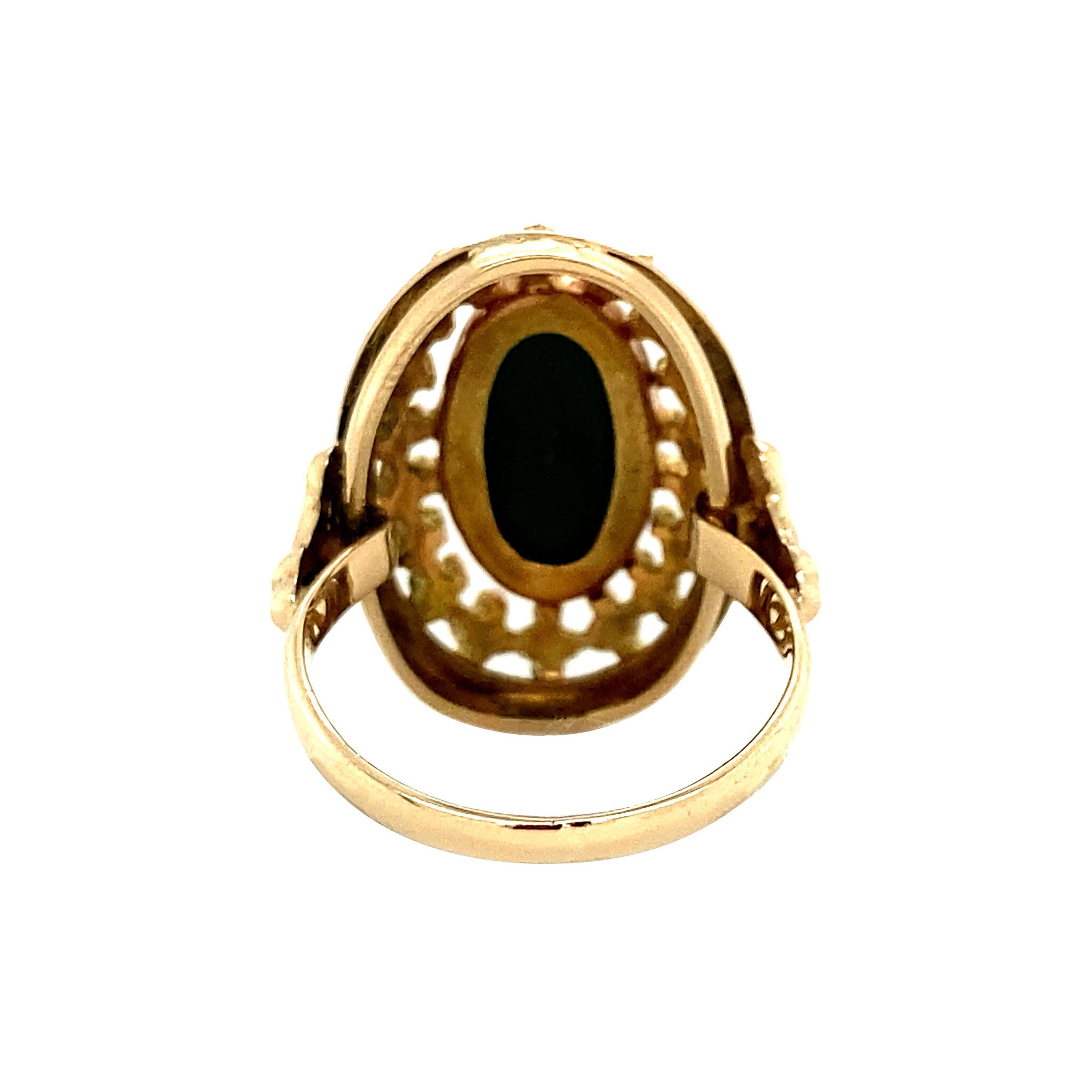 14 kt gold ring with malachite
