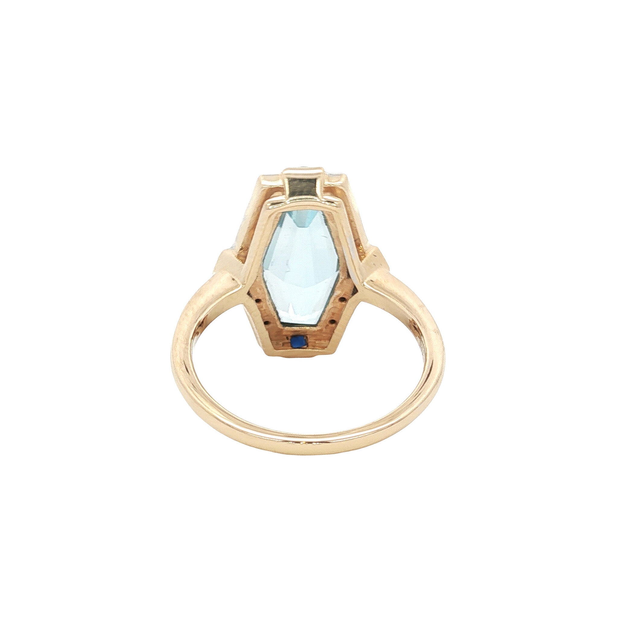 Gouden ring met topaas, saffier en diamant 14 kt