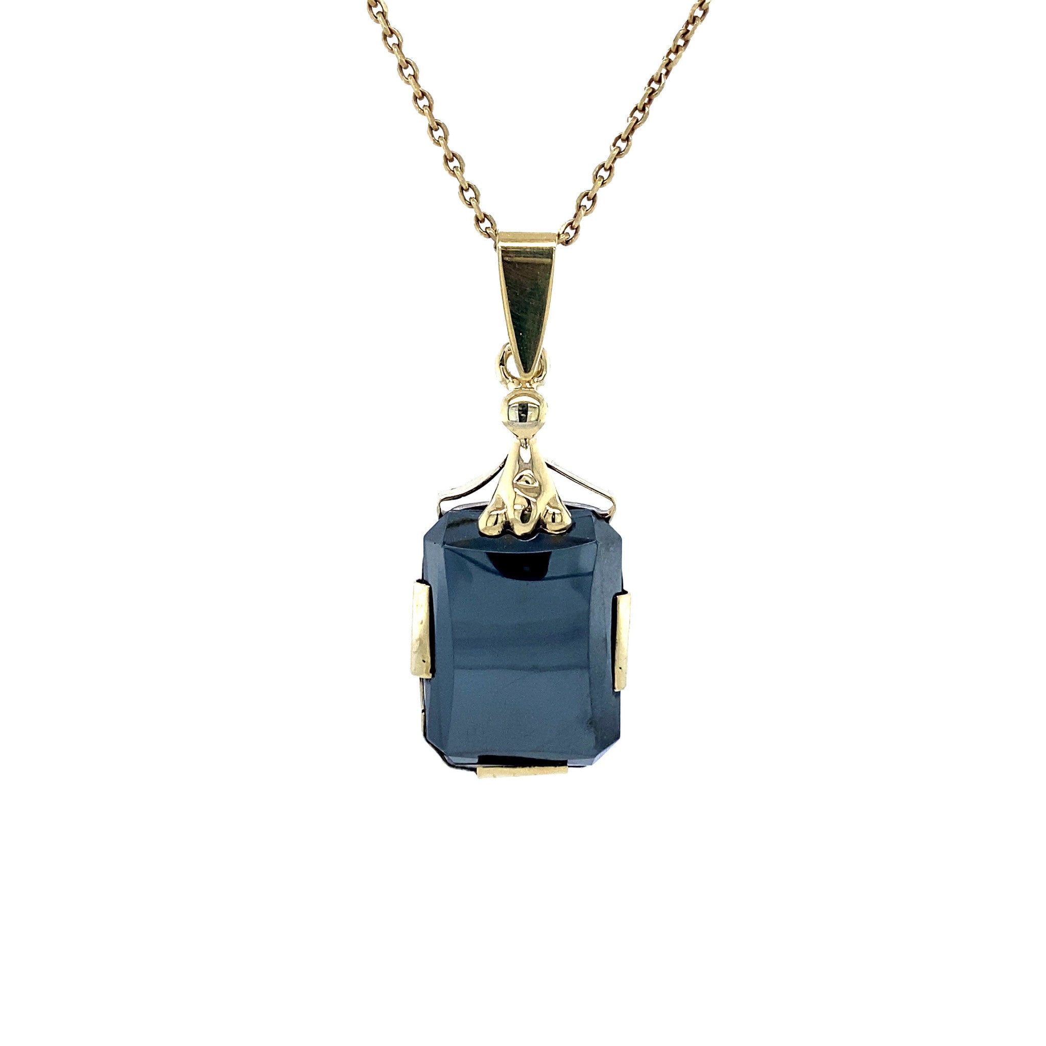 Gouden hanger met hematiet 14 krt