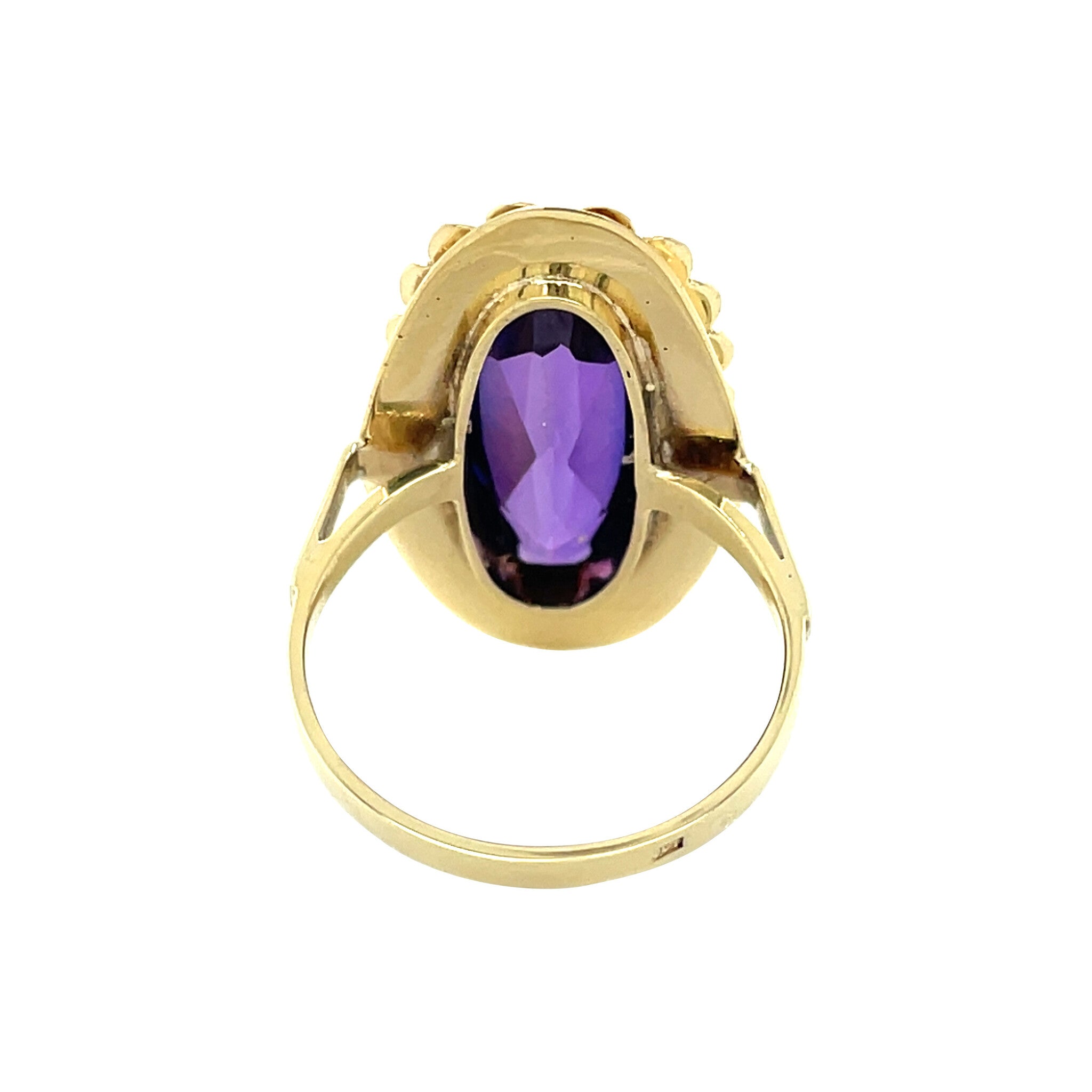 Gouden vintage ring met saffier 14 kt