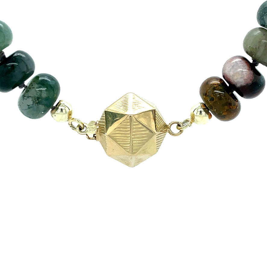 Vintage aventurine necklace with gold clasp 14 kt