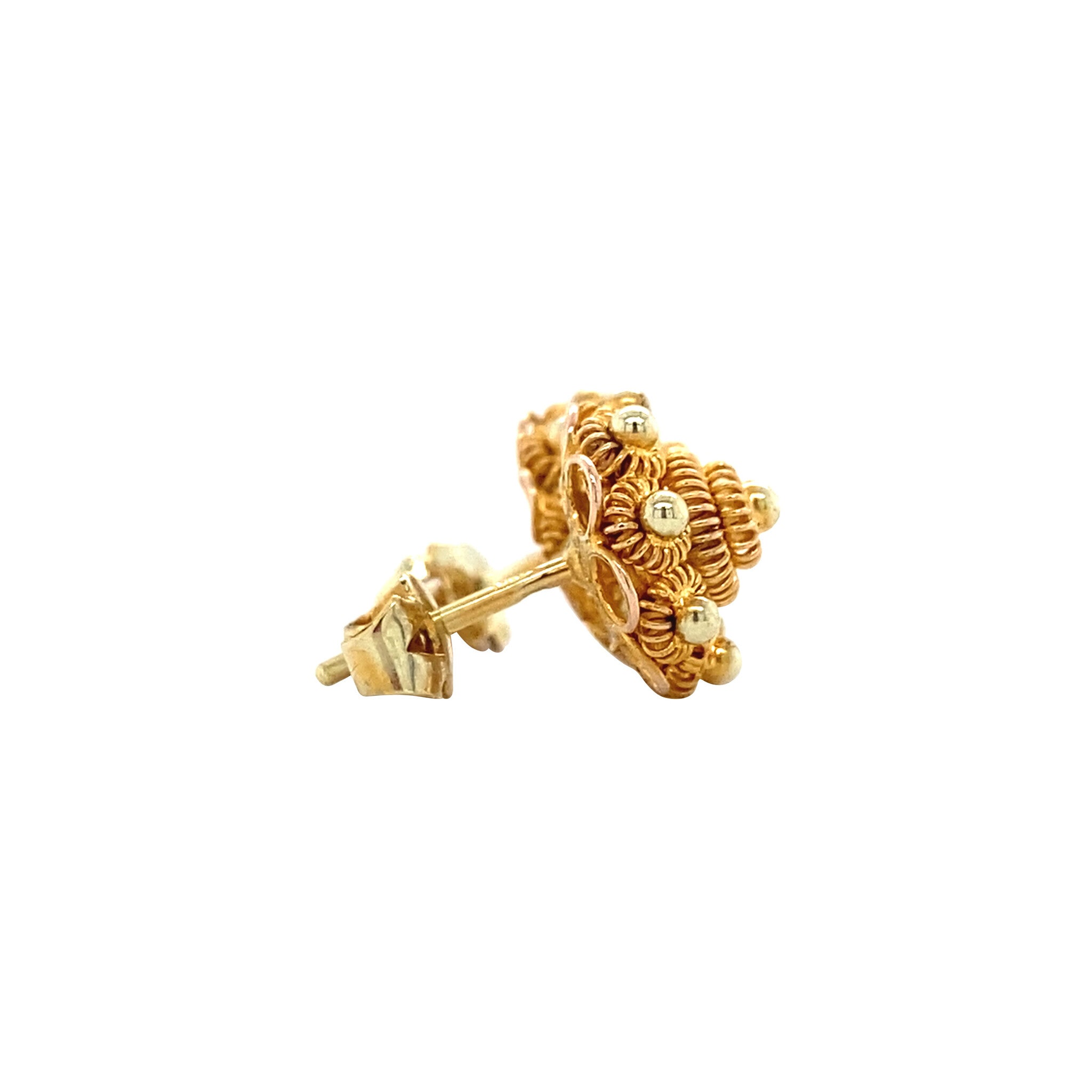 Gold Zeeland button ear studs 14 krt