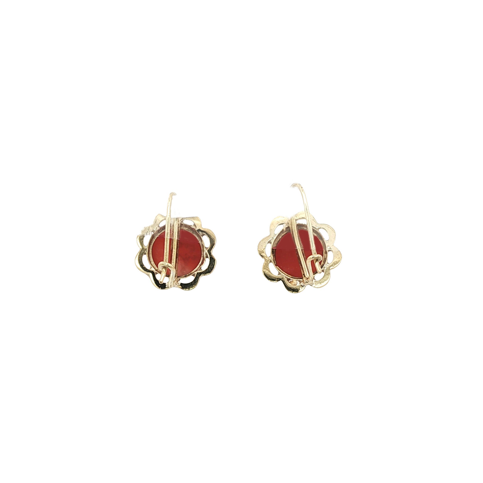 Gouden vintage oorhangers met bloedkoraal 14 kt
