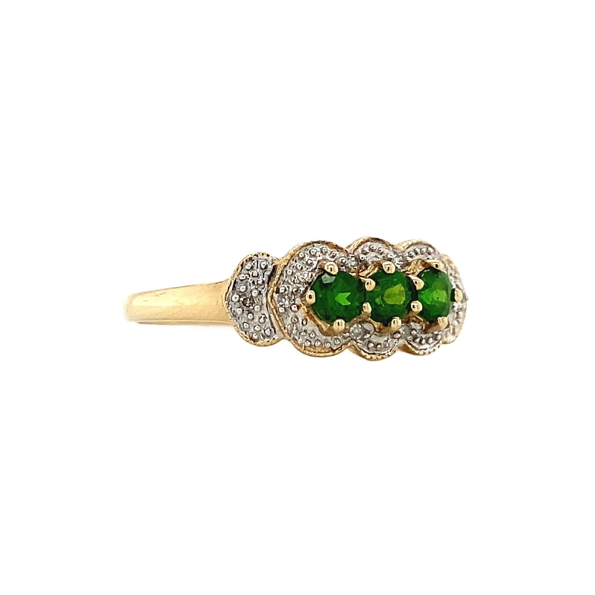 Ring met peridot en diamant 9 krt