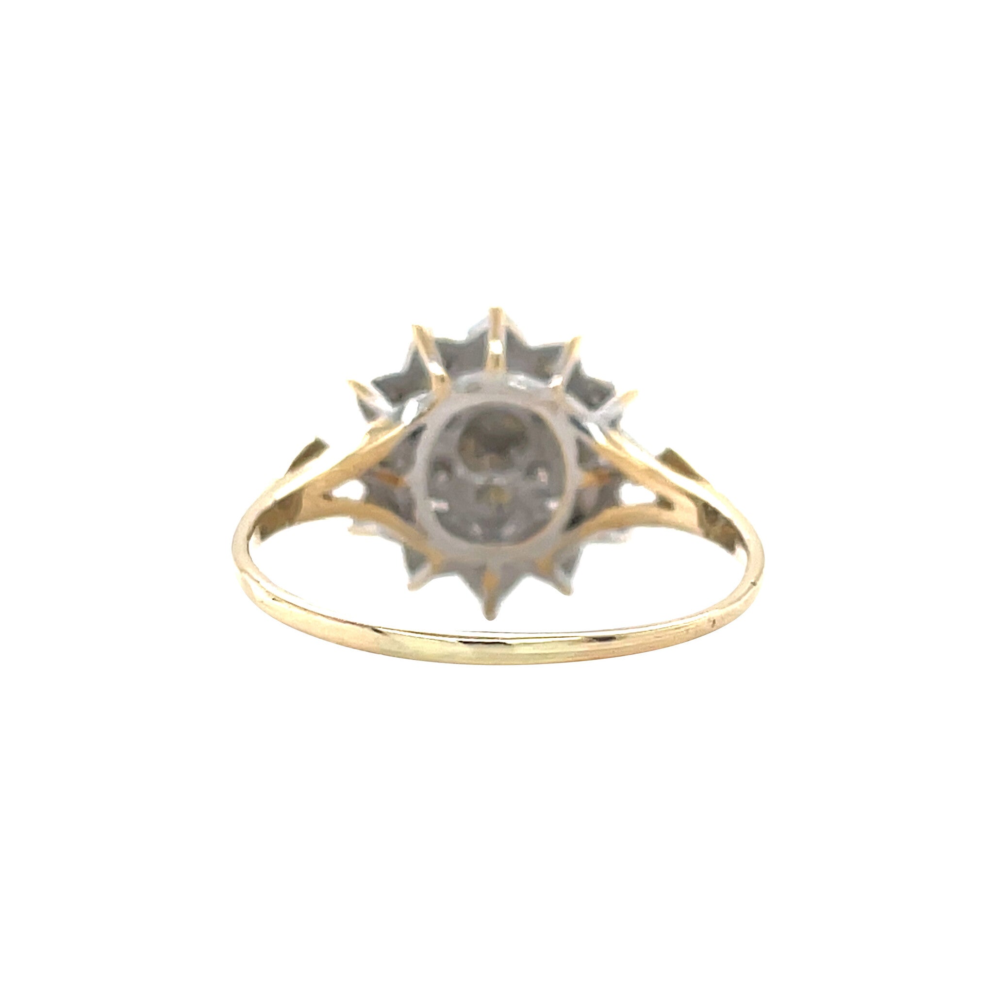 Gouden vintage entourage ring met diamant 14 krt