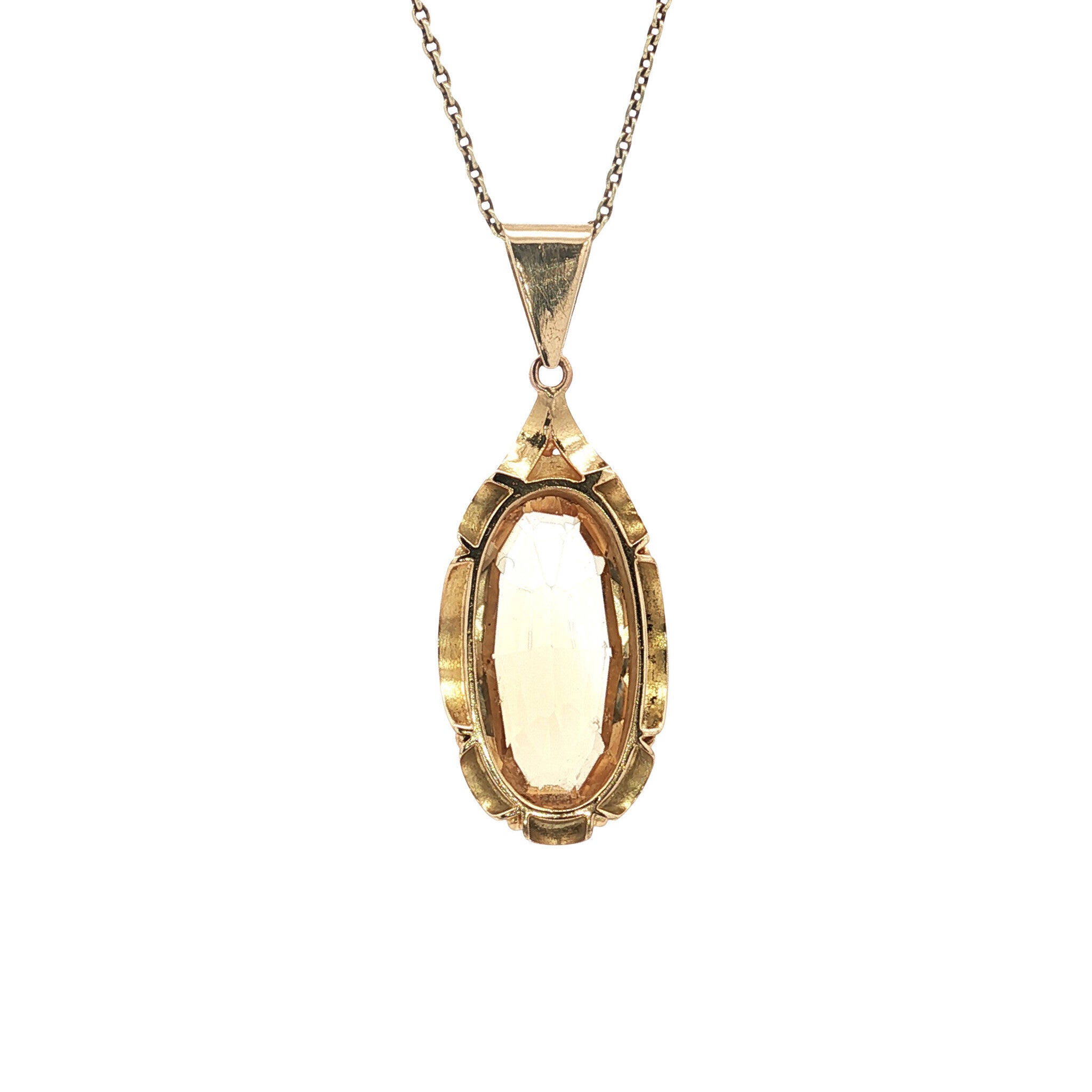 Gouden vintage hanger met citrien 14 kt