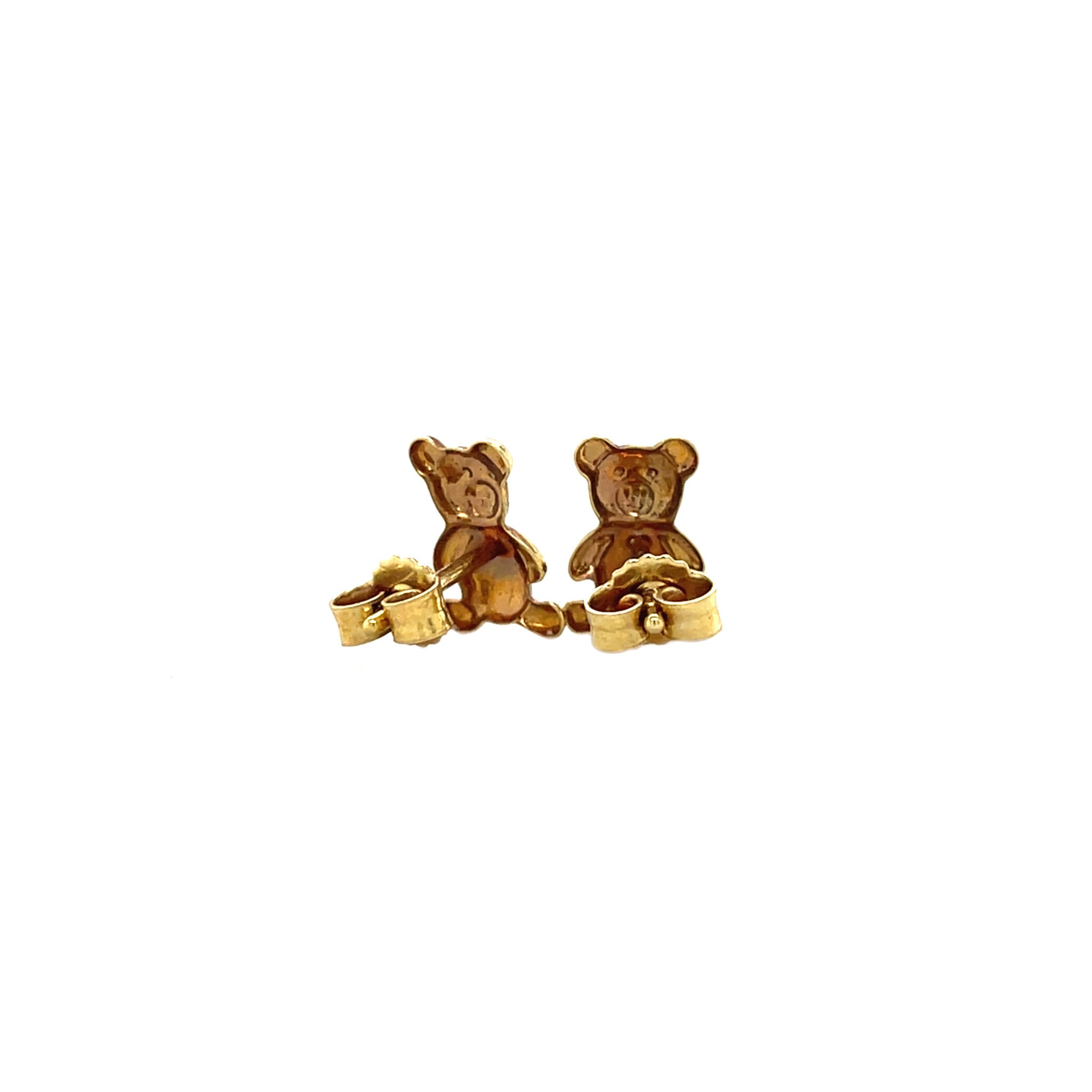 Gold vintage bear stud earrings 14 kt