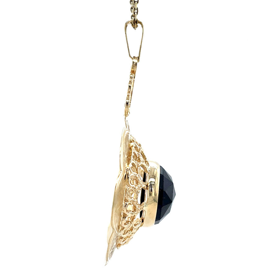 Gouden vintage hanger met granaat 14 krt