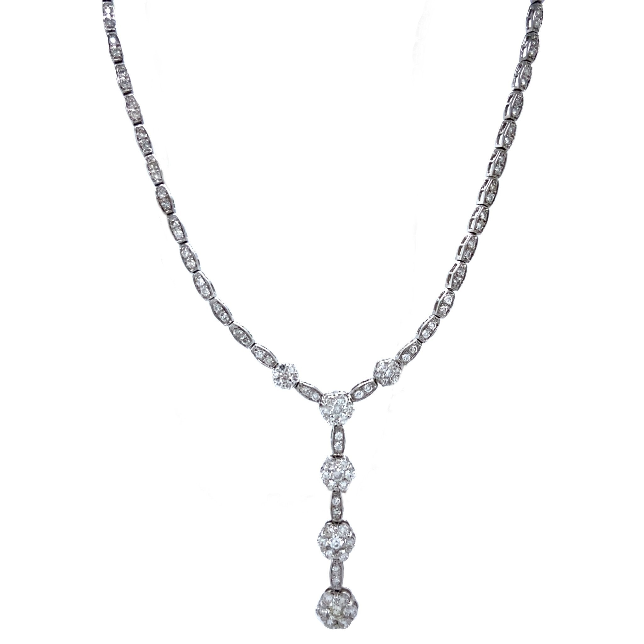 Witgouden vintage entourage collier met diamant 18 krt