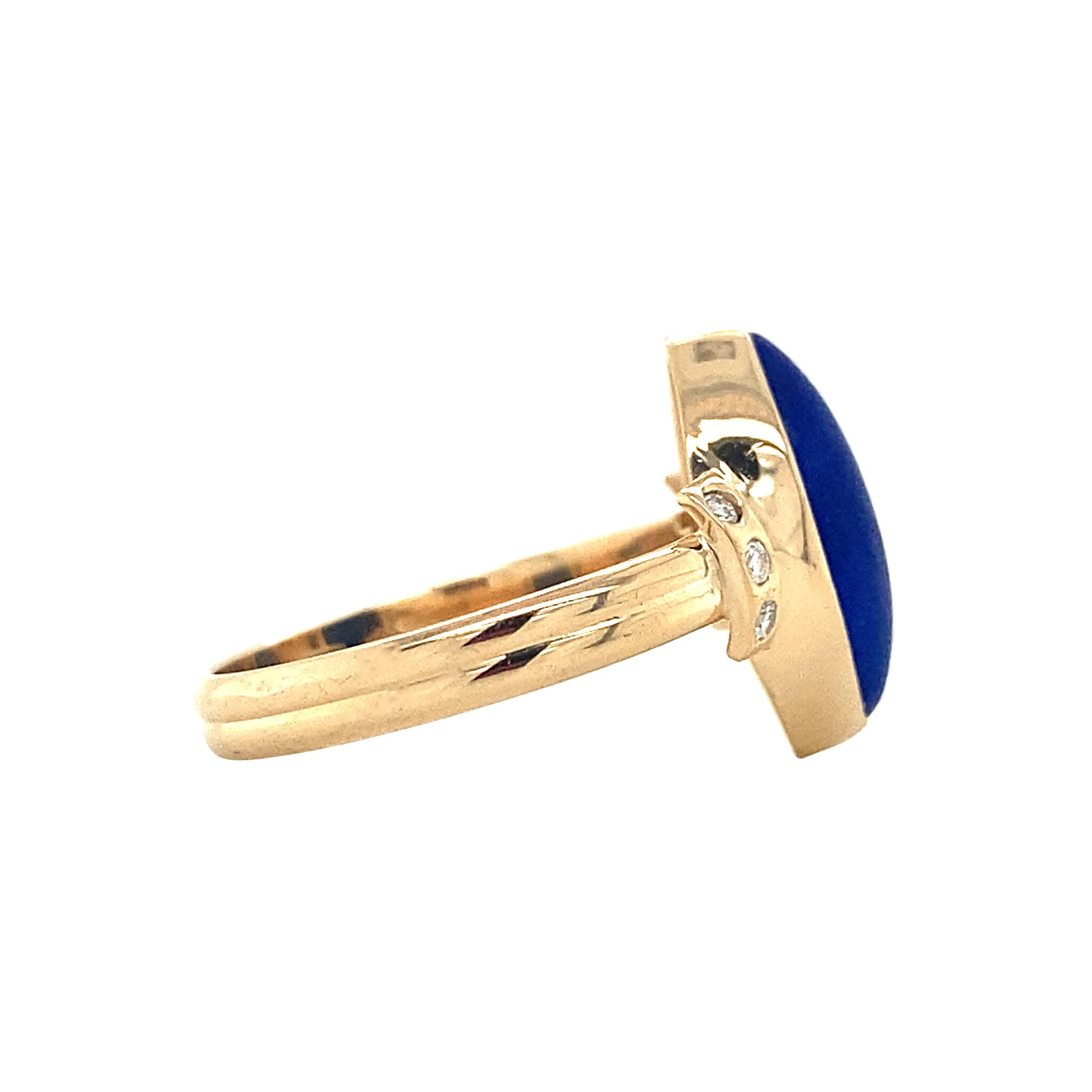 14 kt gold ring with lapis lazuli and diamond