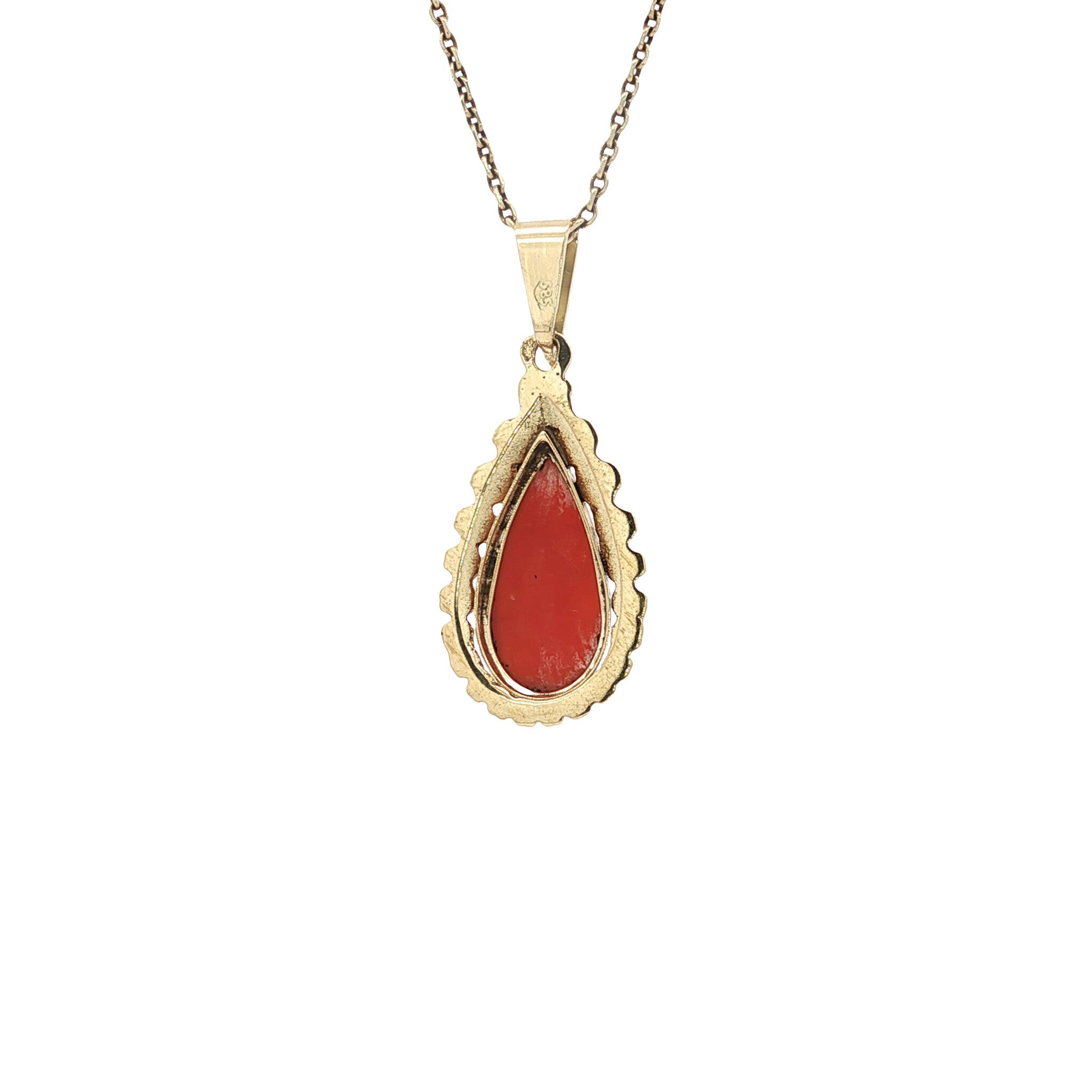 Gouden vintage hanger met bloedkoraal 14 kt