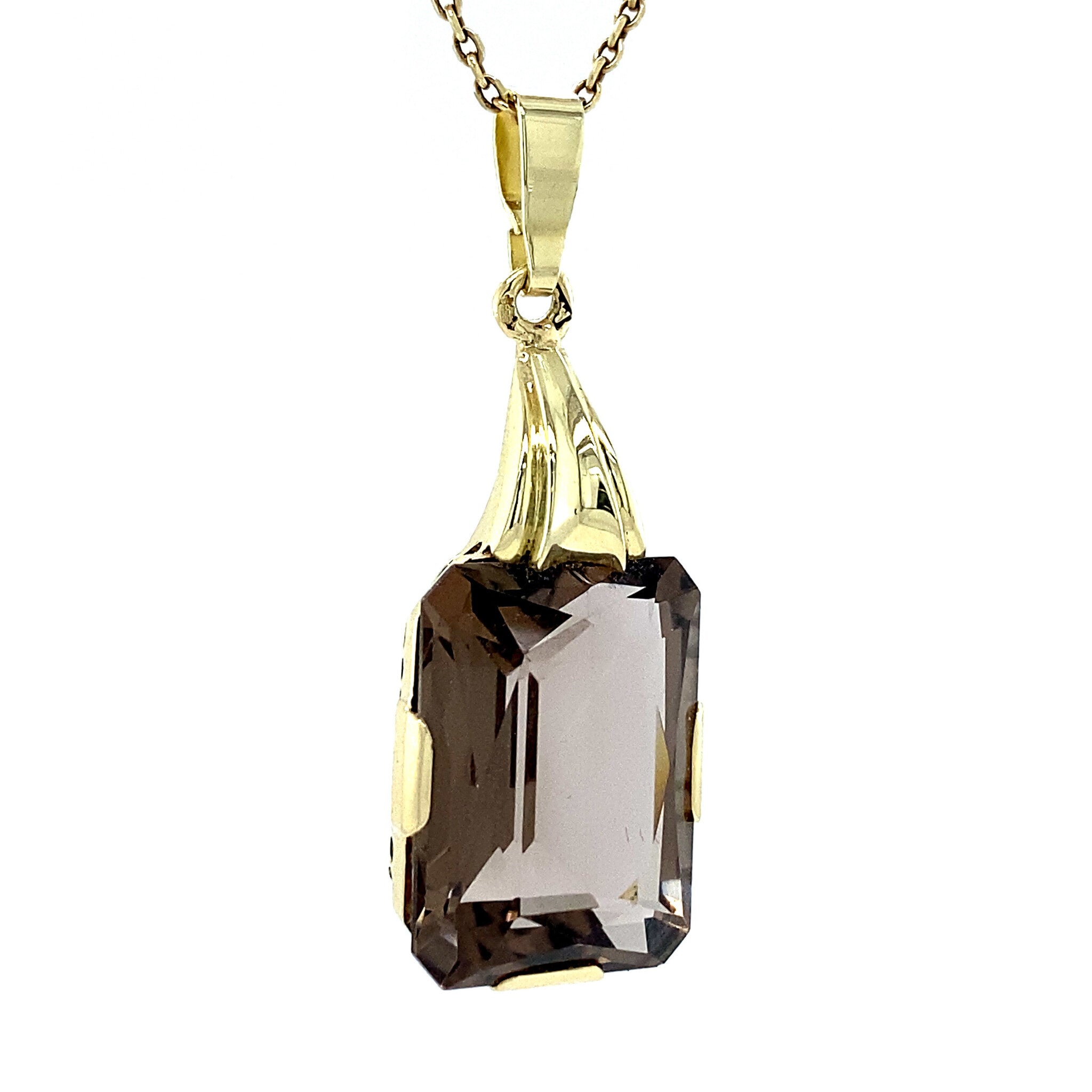 Gouden hanger met rooktopaas 14 krt