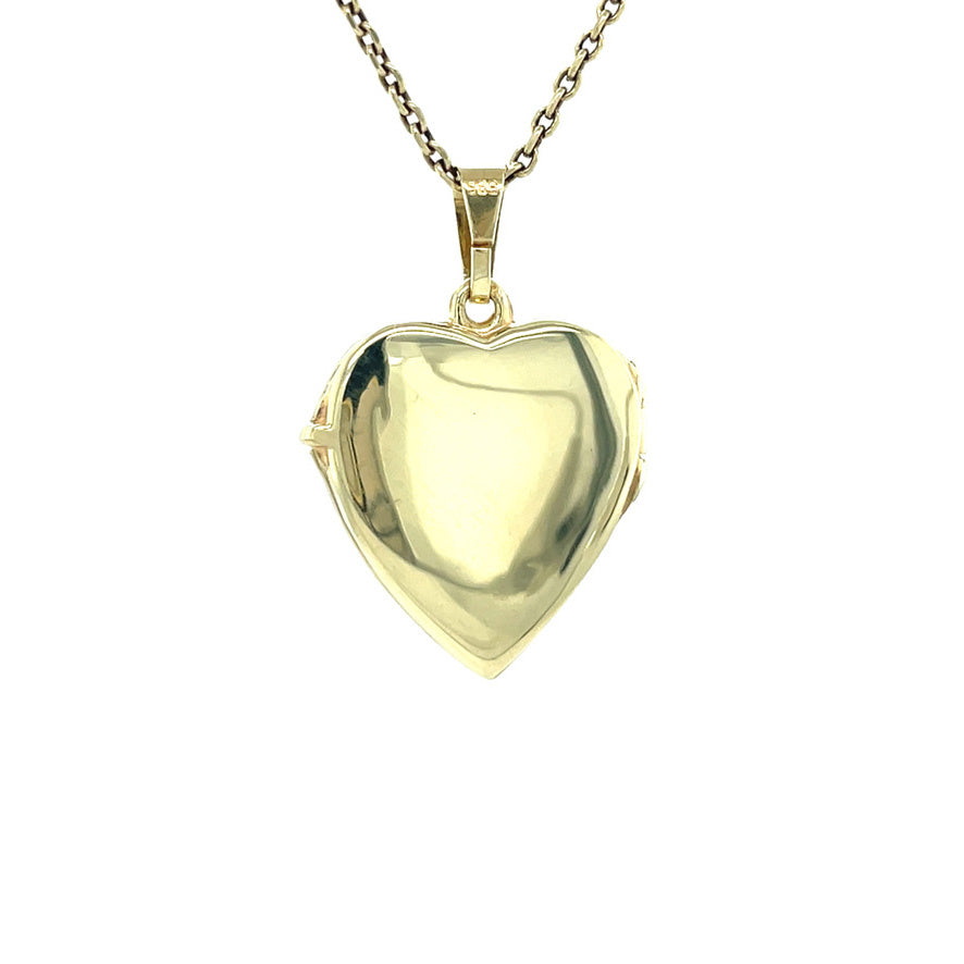 Gouden vintage hart medaillon met gravure 14 kt