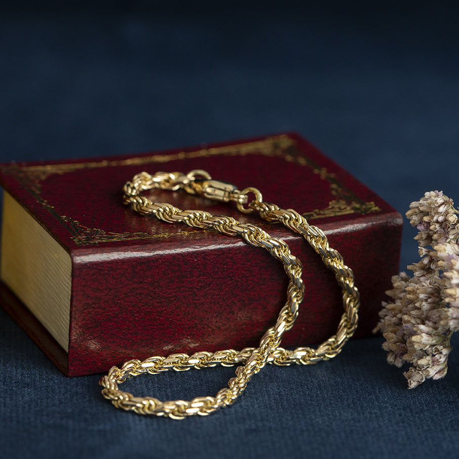 Vintage gold cord bracelet, 14 kt