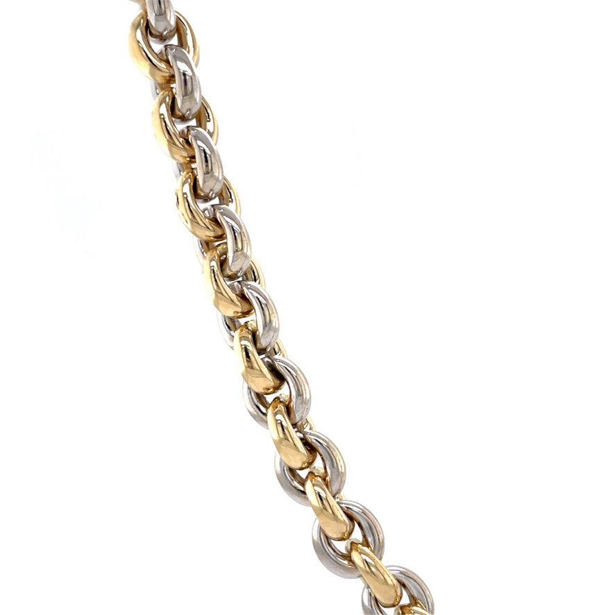 Bicolour gold vintage jasseron necklace 14 kt