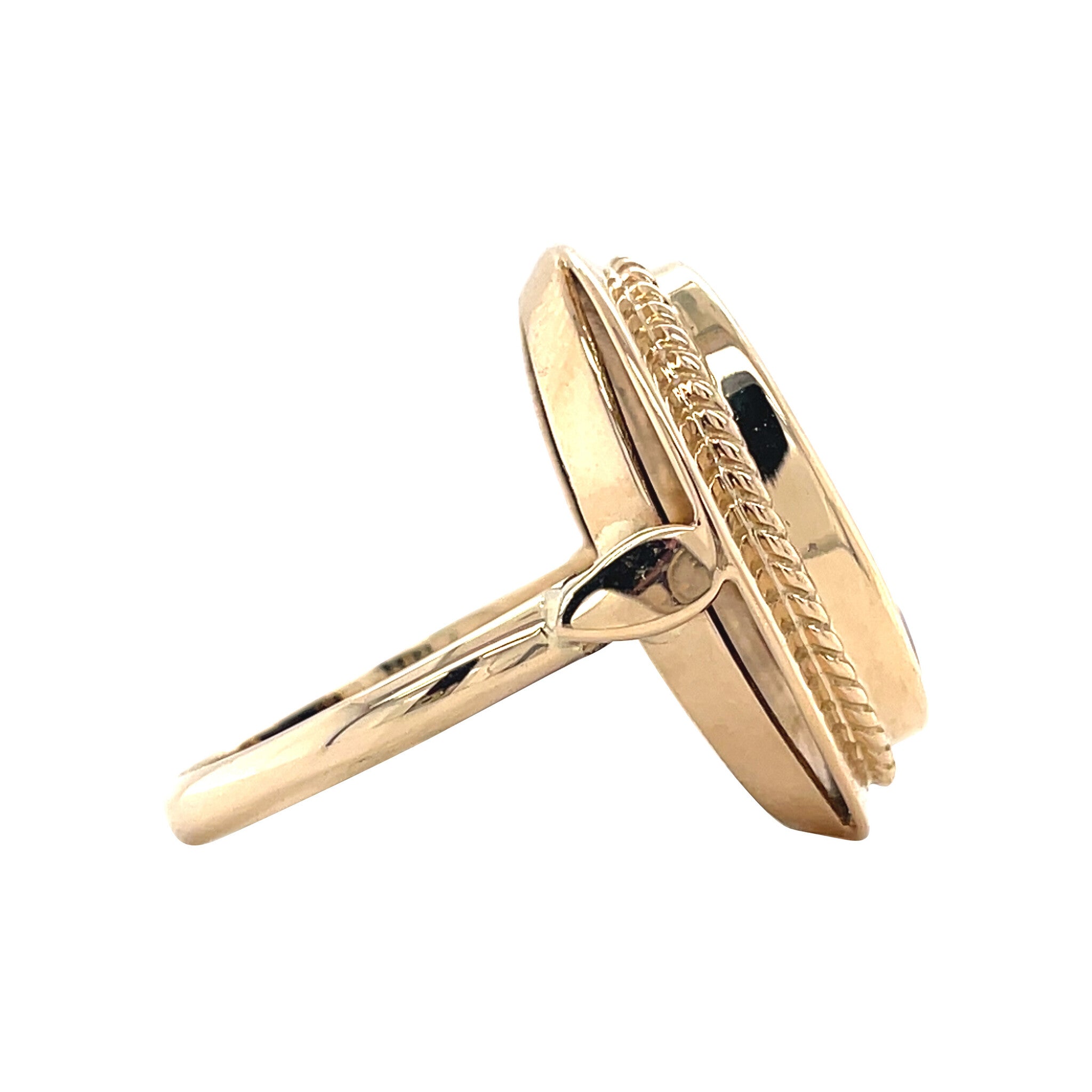 Vintage gold ring with Limoges enamel, 14 kt