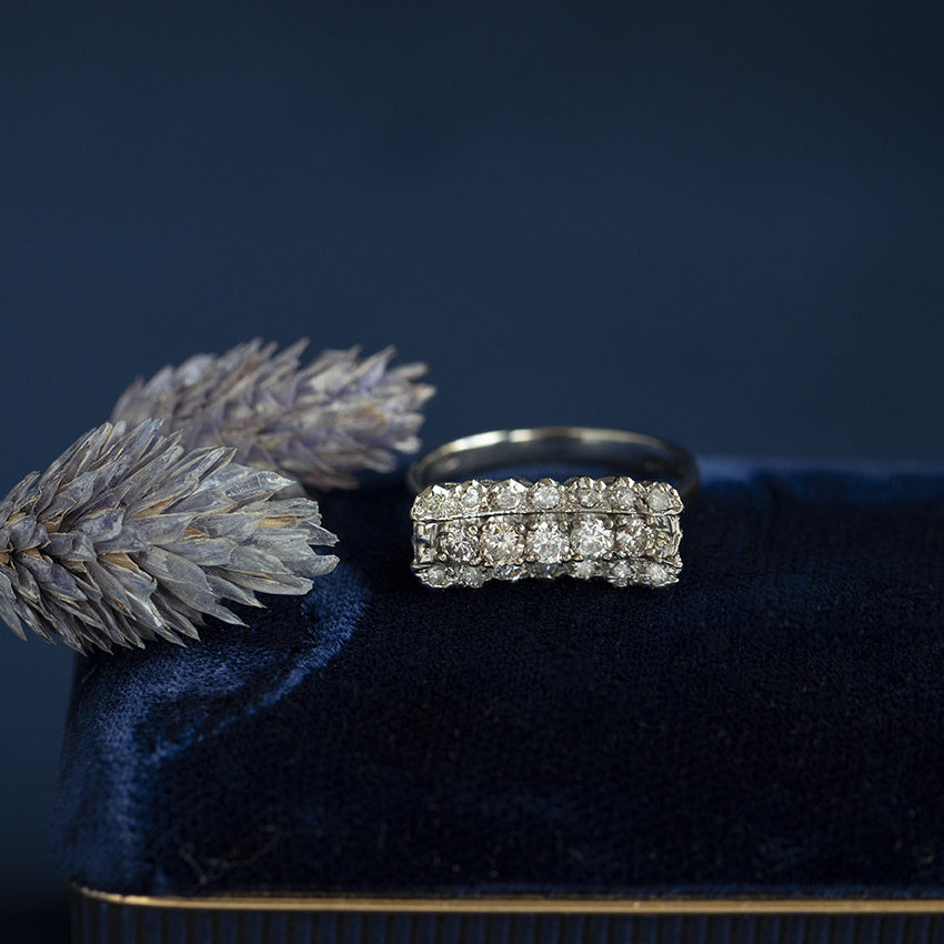 Witgouden vintage ring met diamant 14 krt