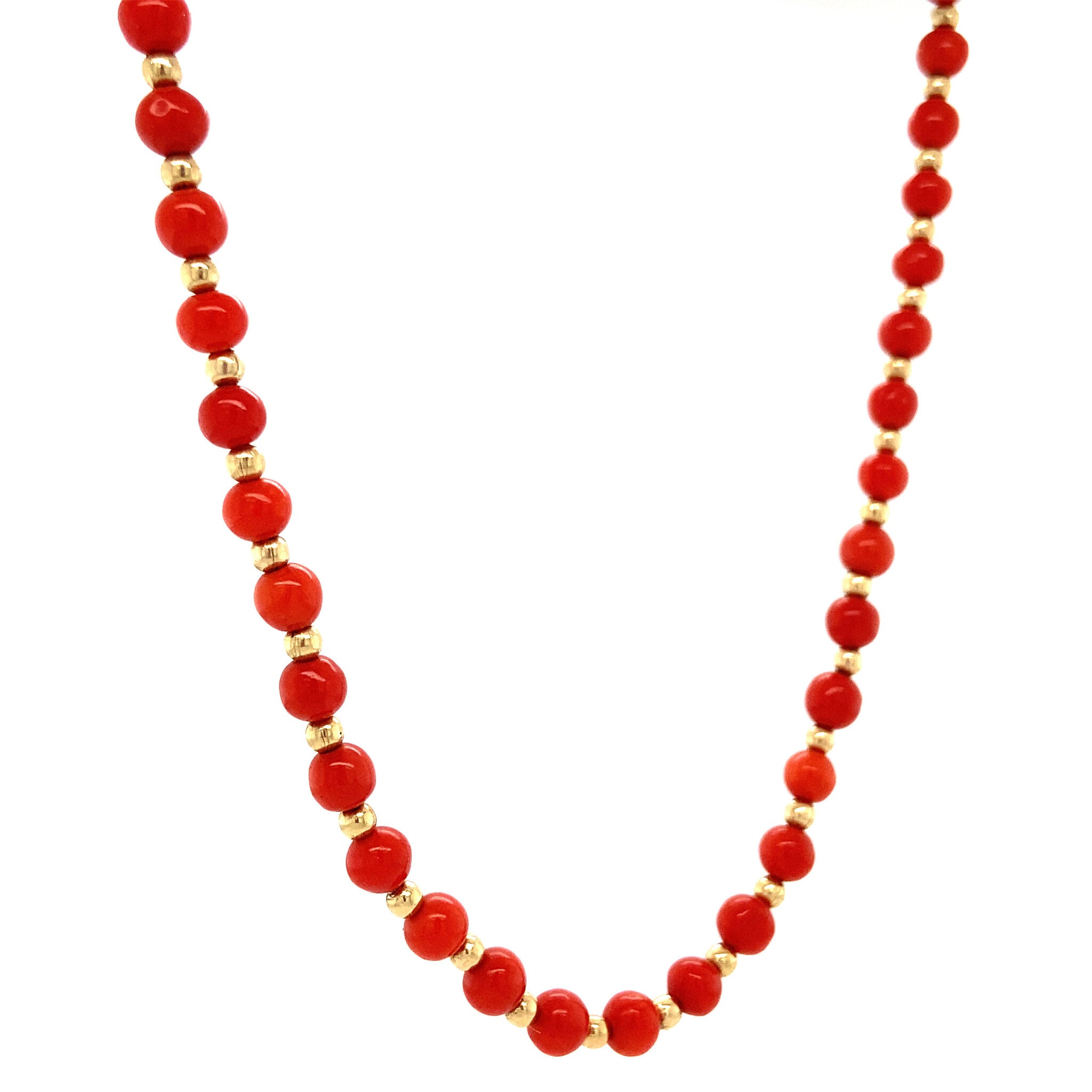 Gold necklace with blood coral 14 ct