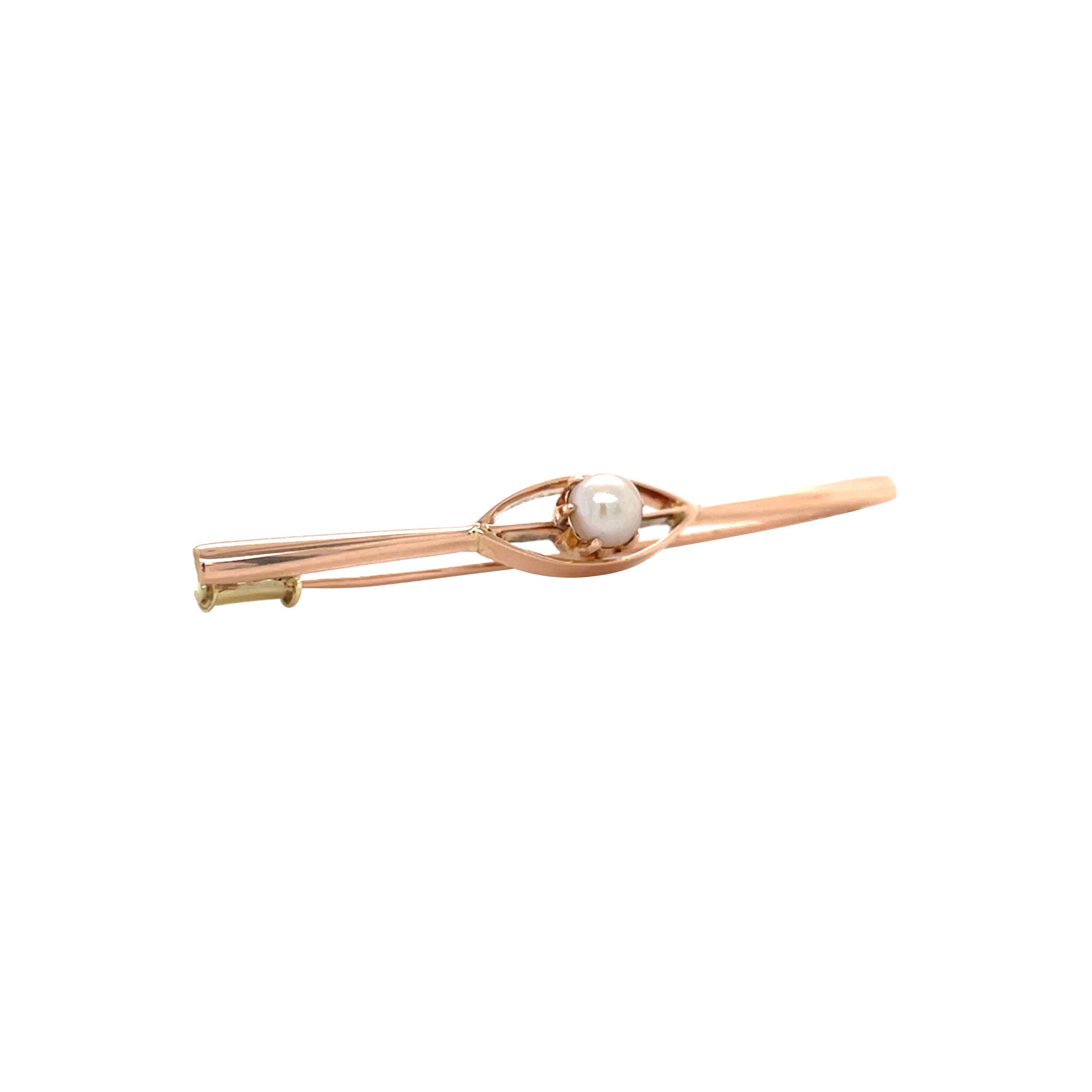 Rose-gold vintage brooch with pearl 14 kt