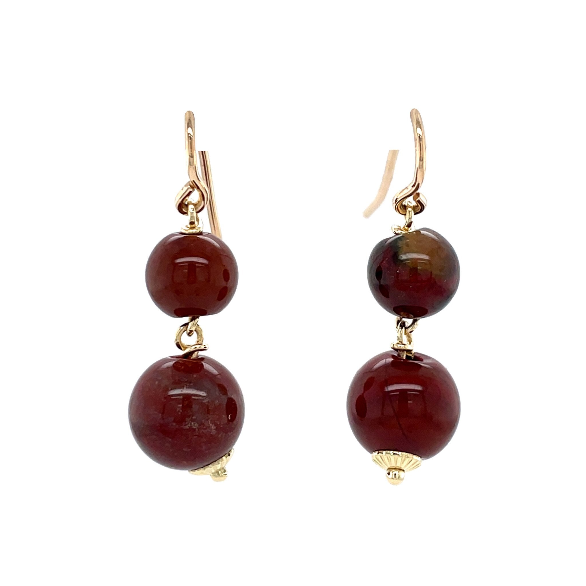 Vintage gold earrings with chalcedony, 14 kt