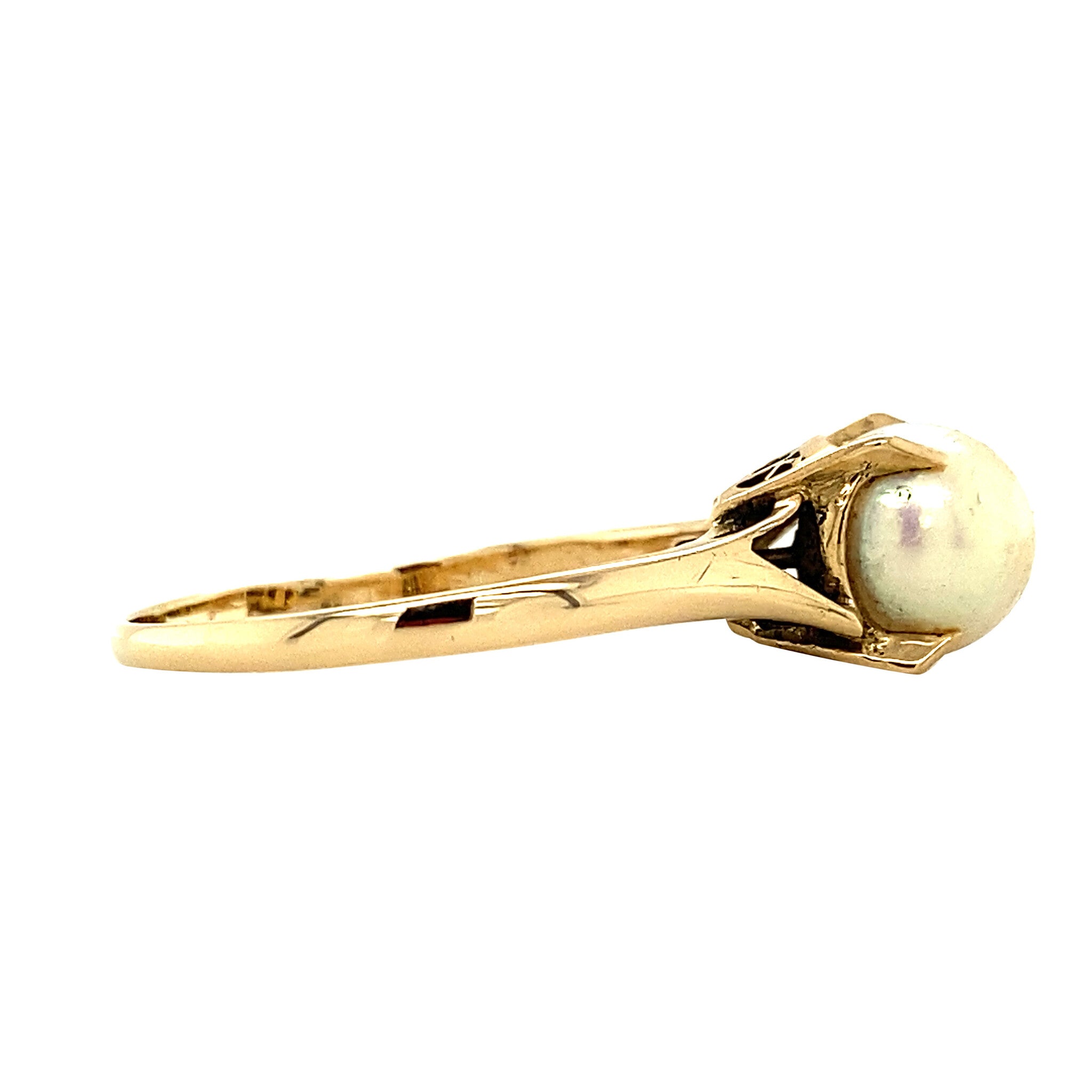 Gold ring with pearl 18 kt