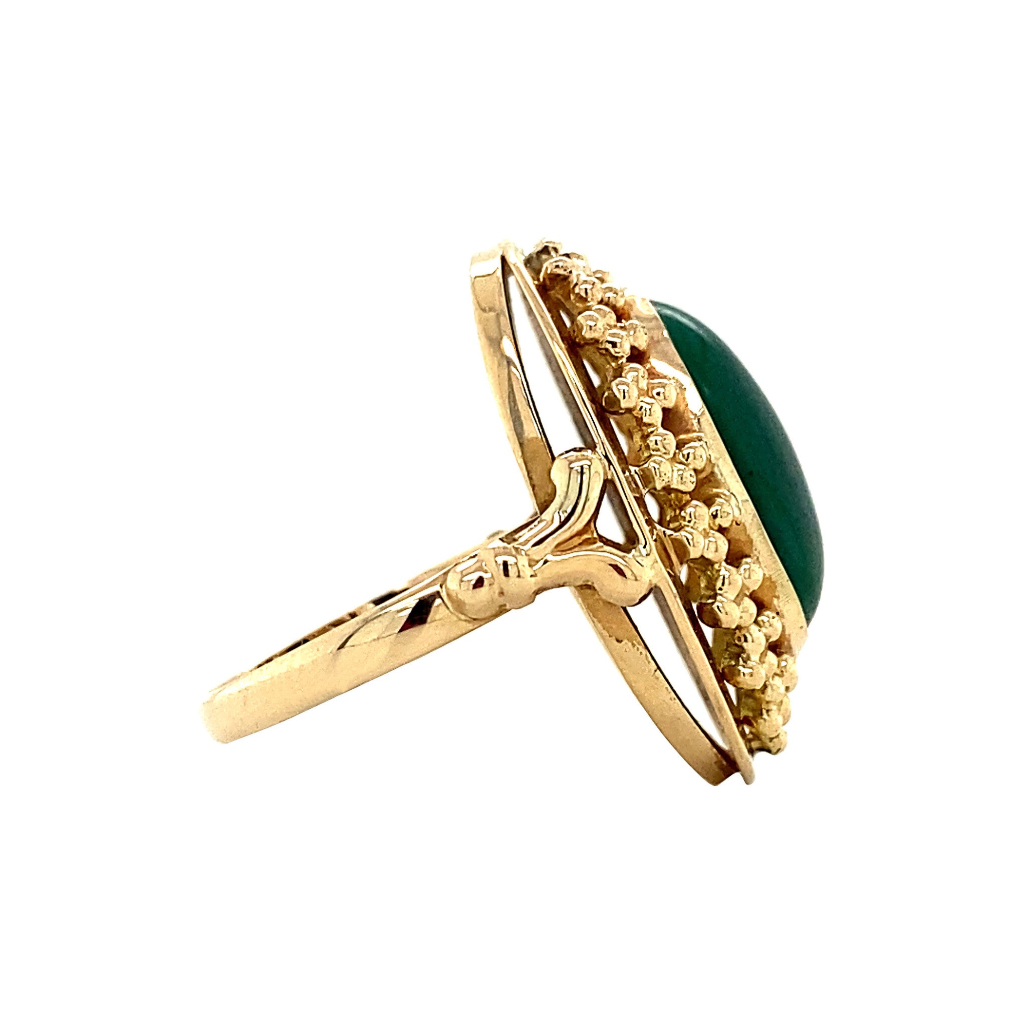 14 kt gold ring with malachite