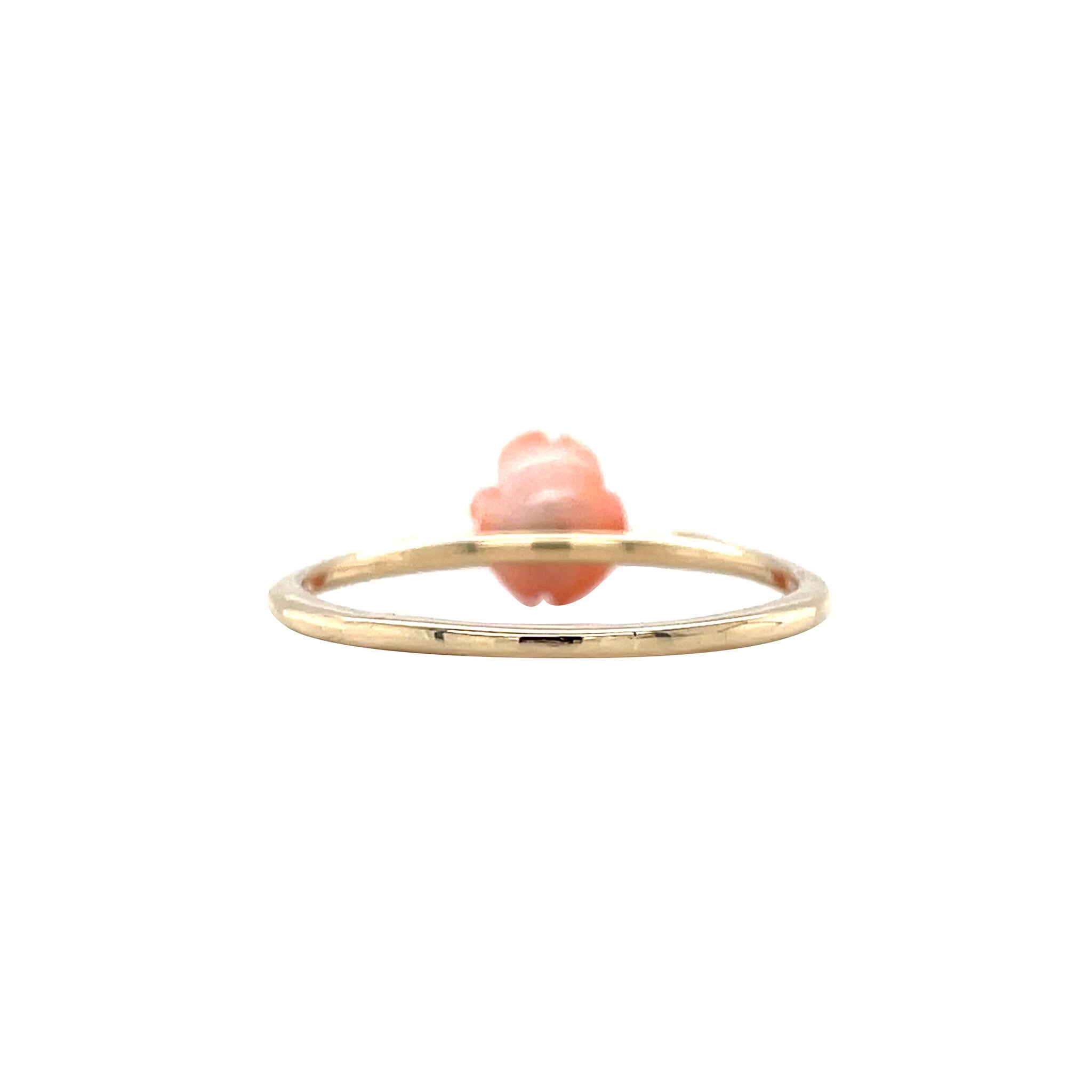 Gouden vintage roos ring met koraal 14 krt