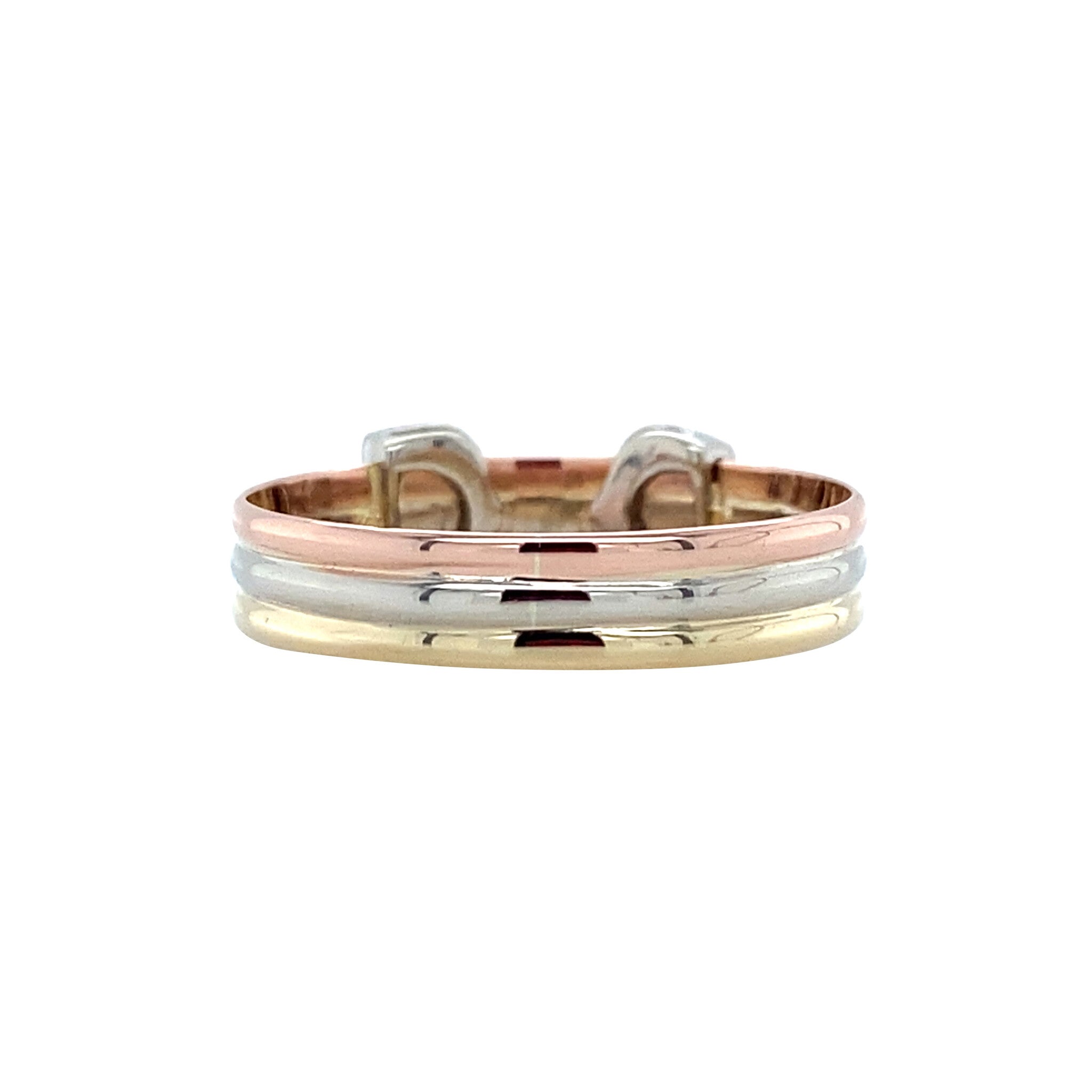 Vintage tricolour gold ring with diamond, 14 kt