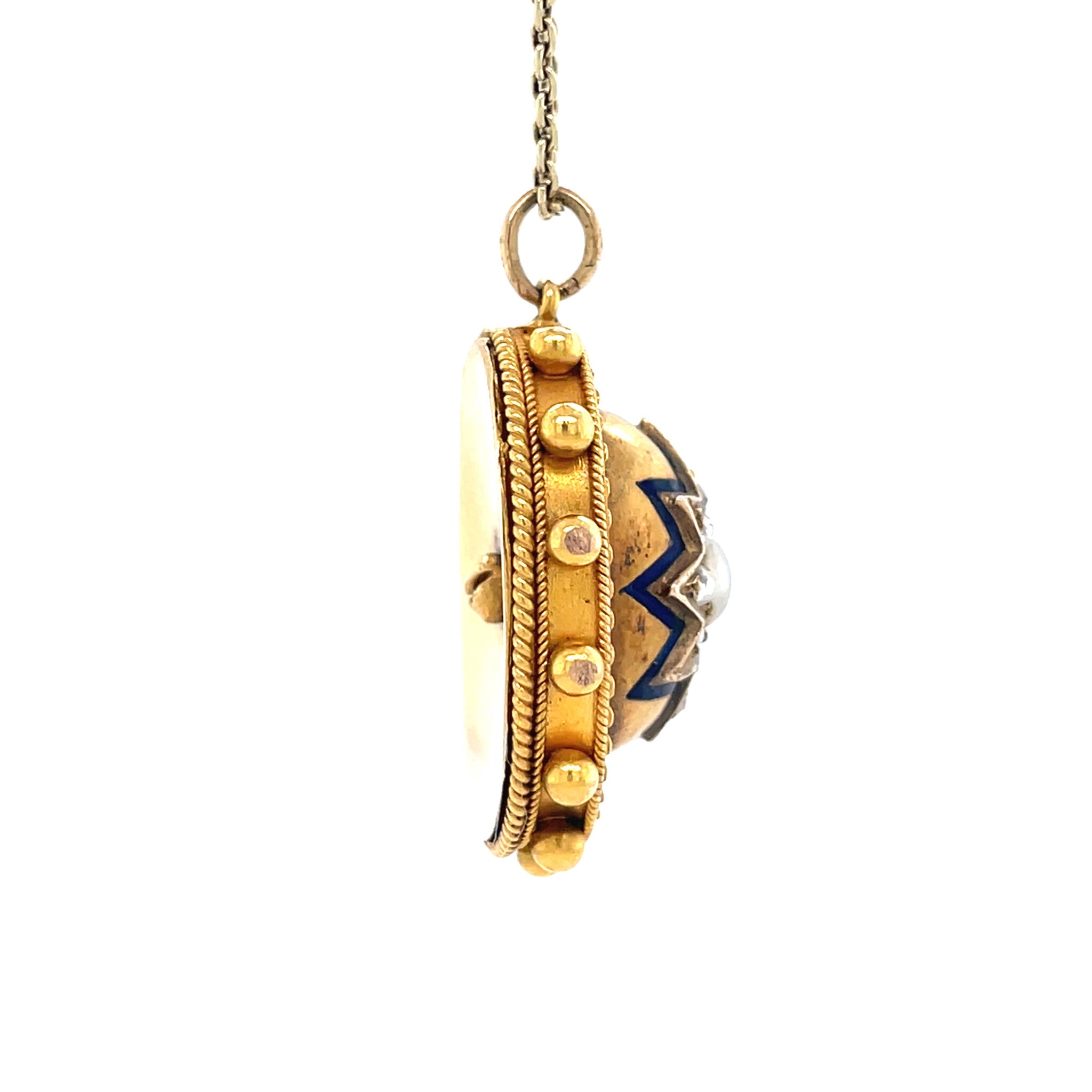 Vintage pendant with pearl and rose diamond 9 kt