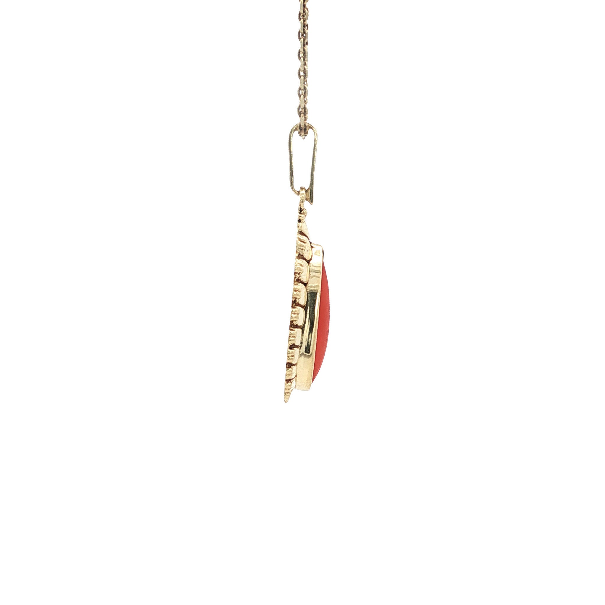 Gouden vintage hanger met bloedkoraal 14 kt