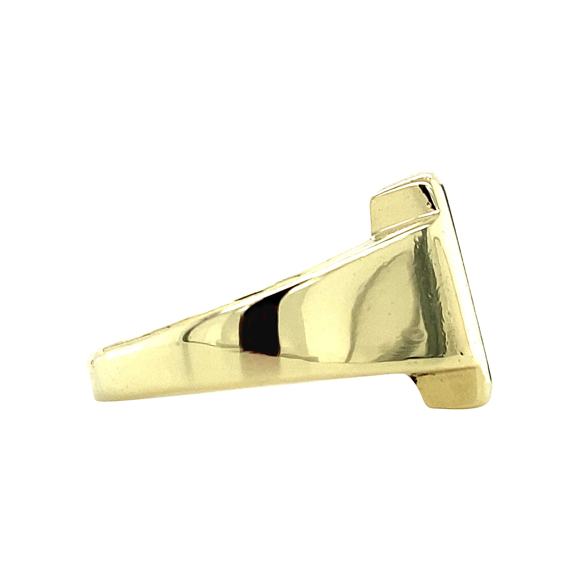 Gouden zegelring met blauwe laagsteen 14 krt