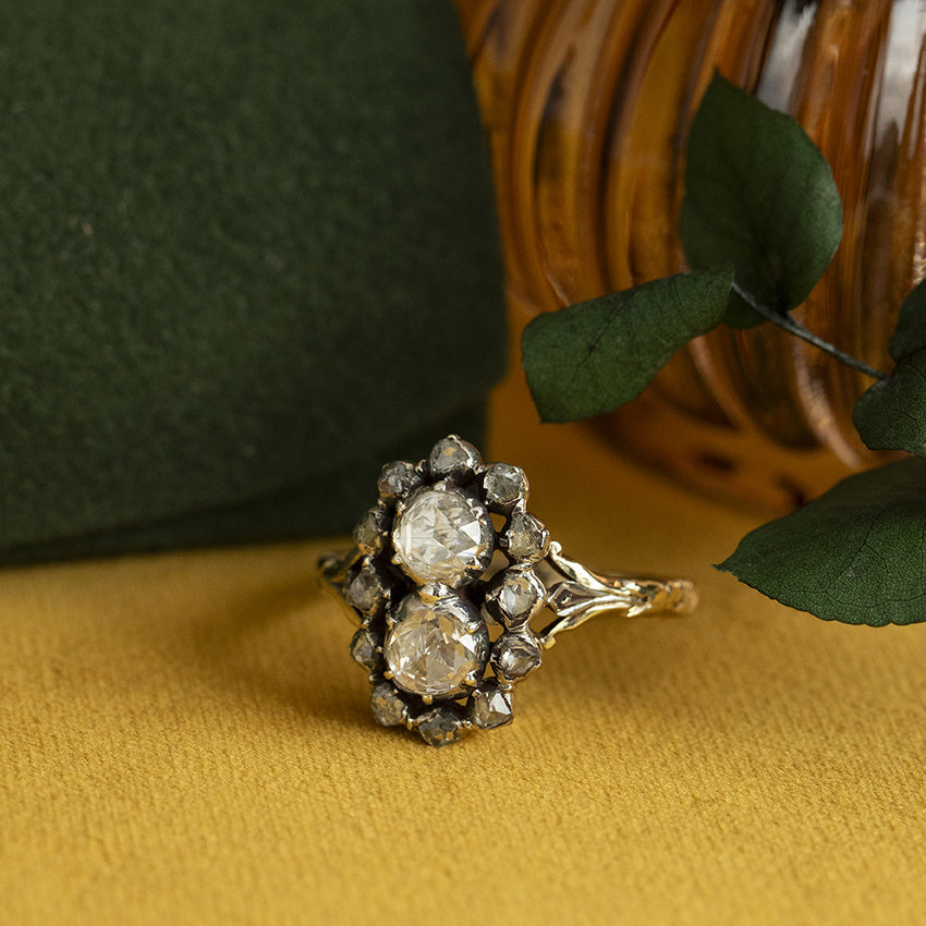 Vintage ring with rose diamond 9 kt
