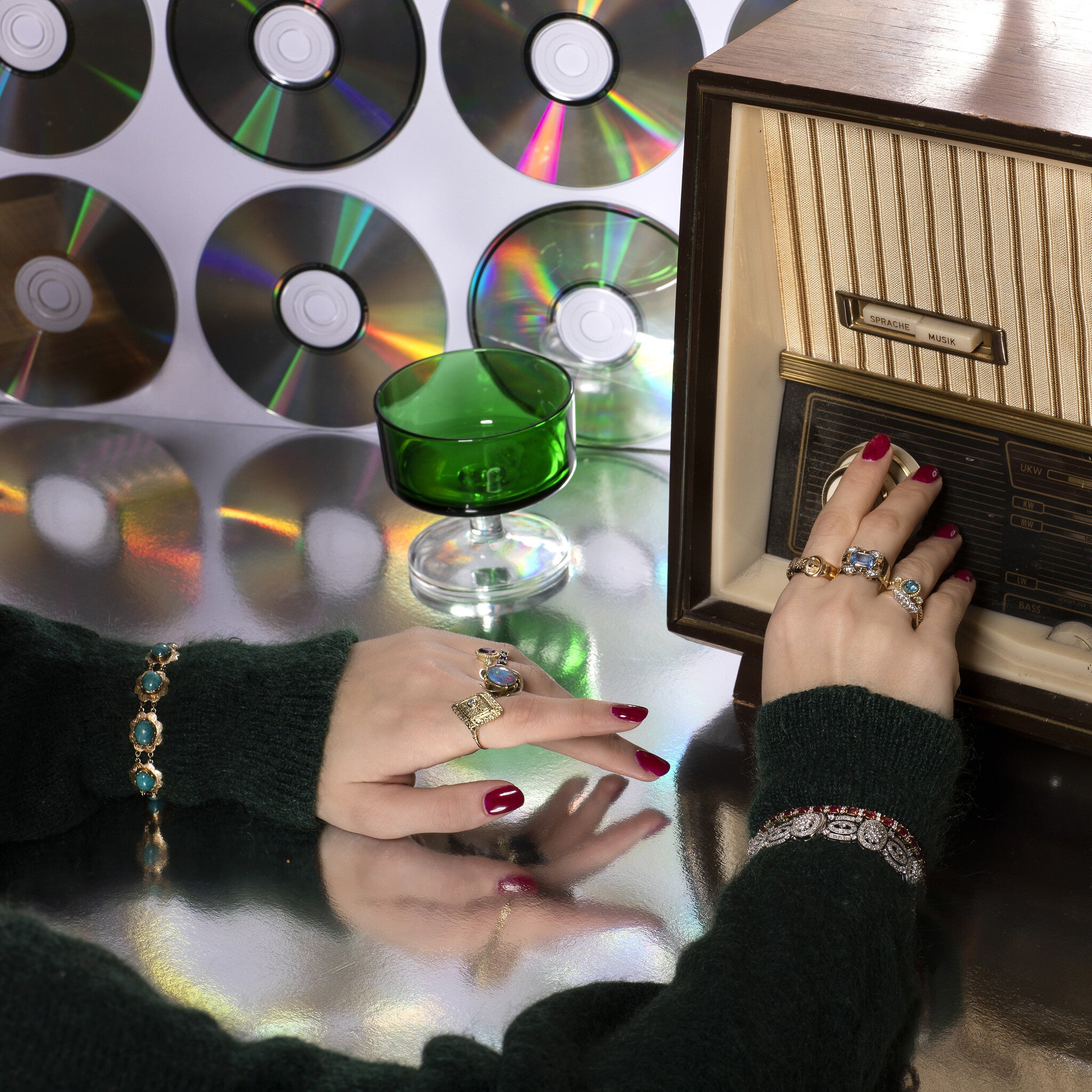 Gold bracelet with amazonite 17.5 cm 14 krt