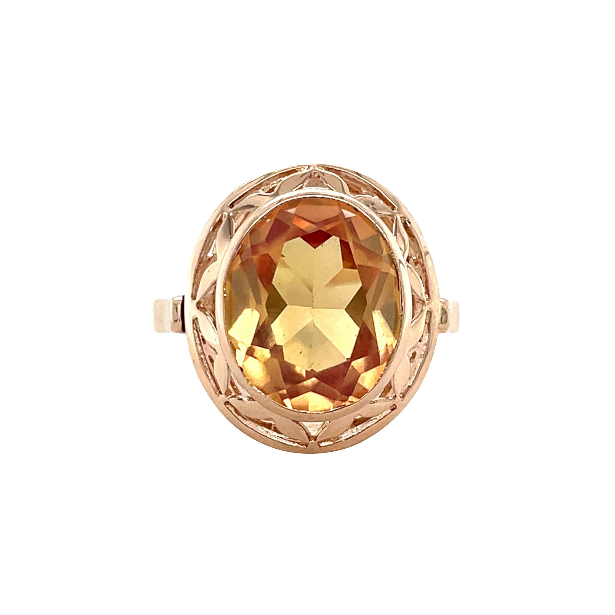Vintage rose-gold ring with sapphire, 14 kt