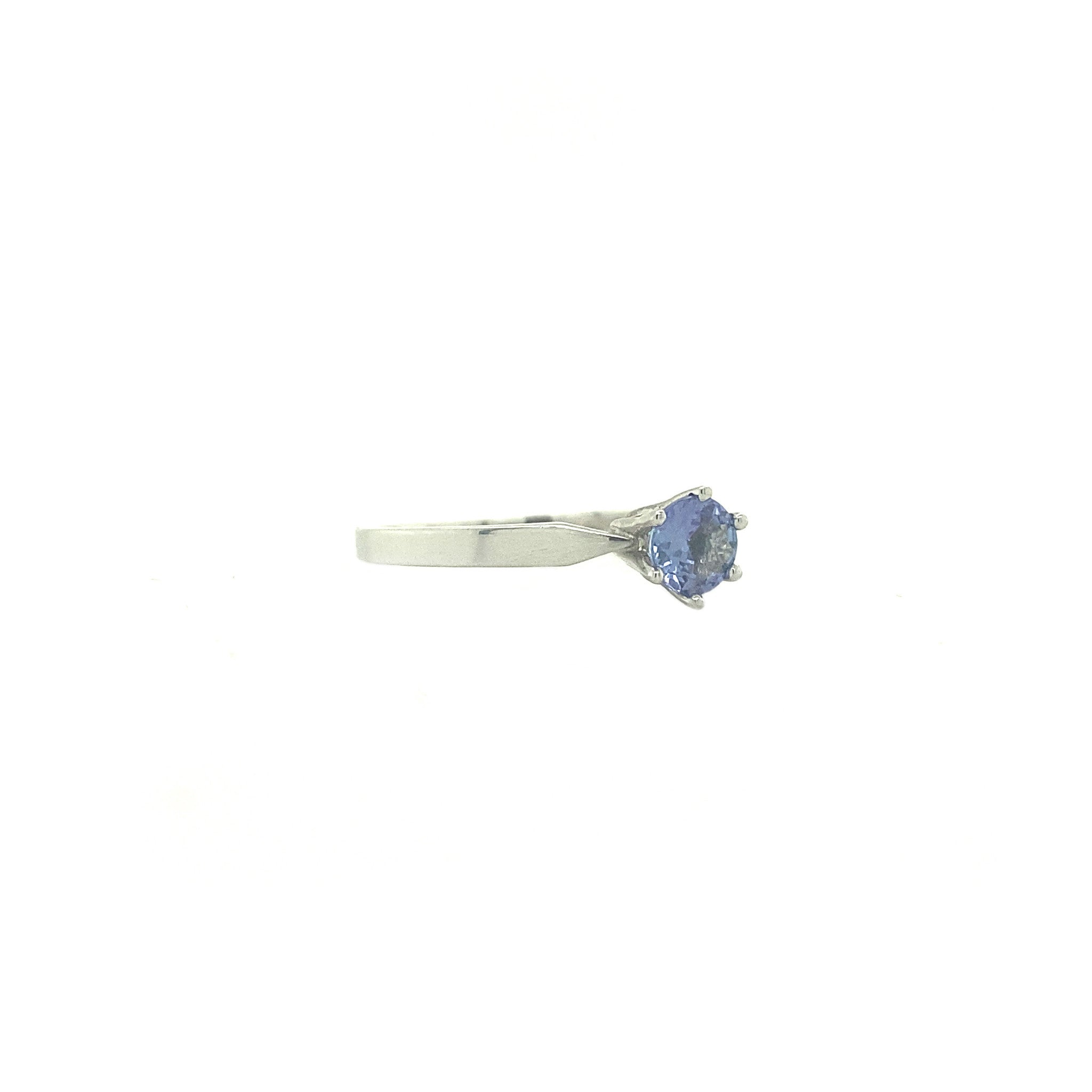 Witgouden ring met tanzaniet 14 krt