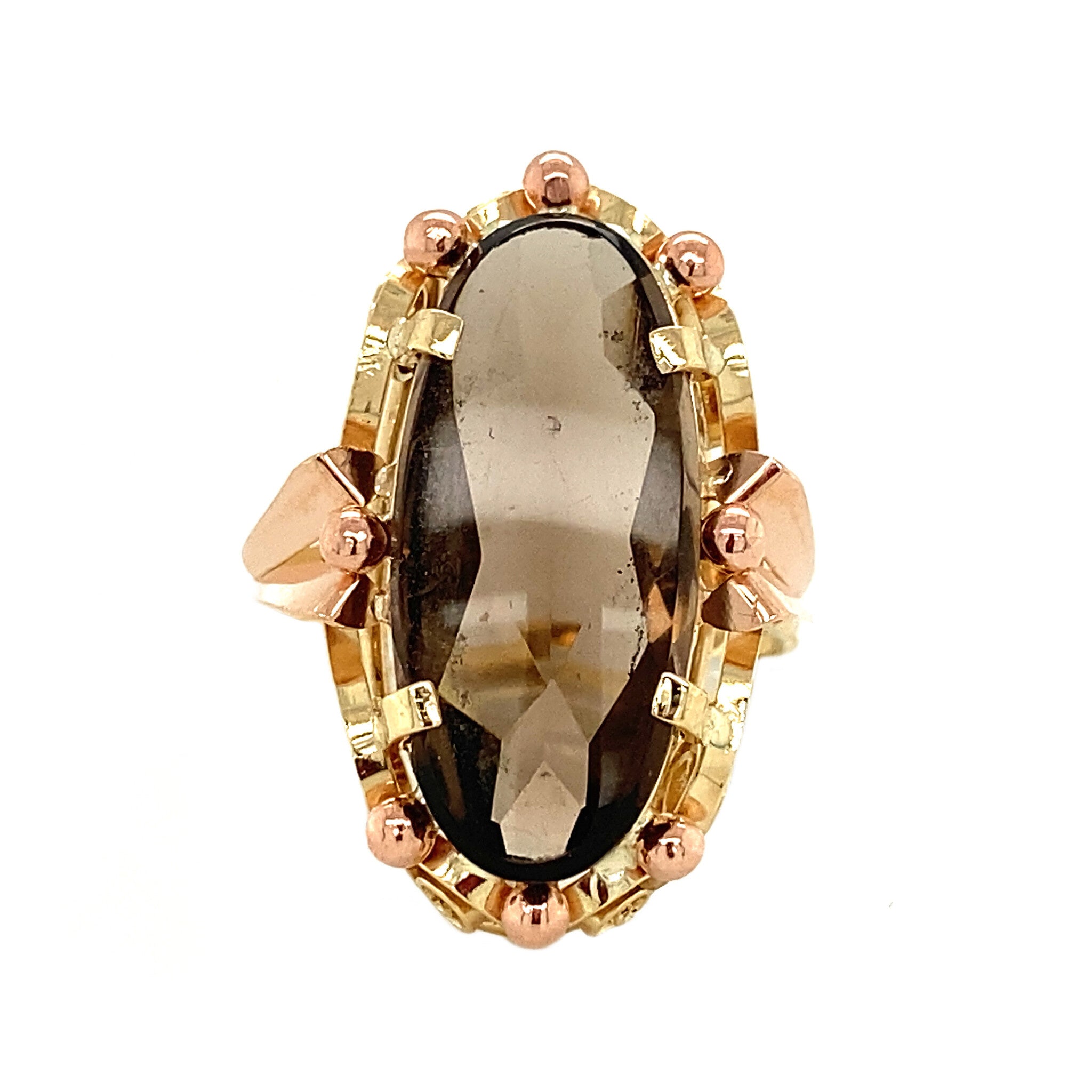 Gold ring with smoky topaz 14 krt