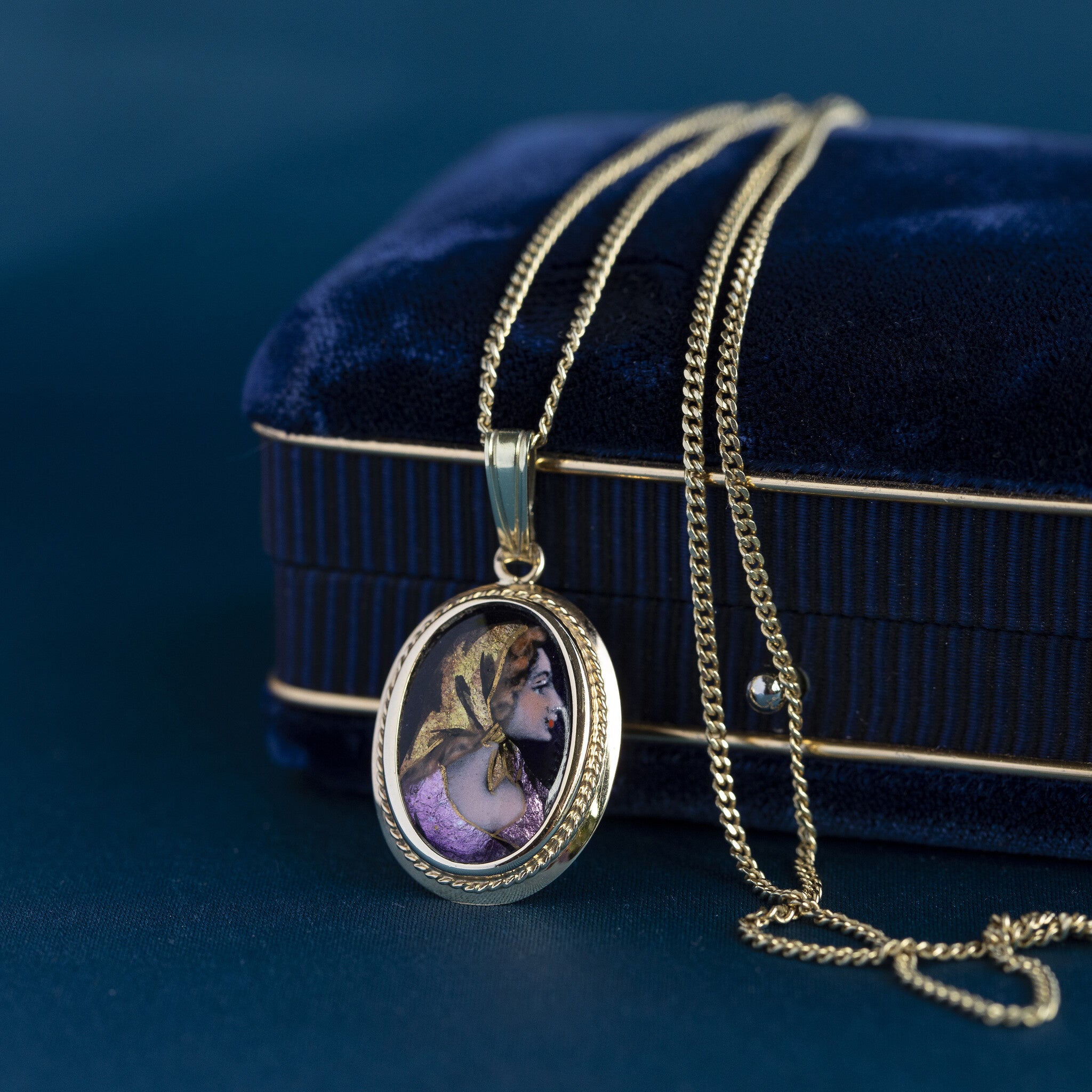 Gouden hanger met limoges 14 krt