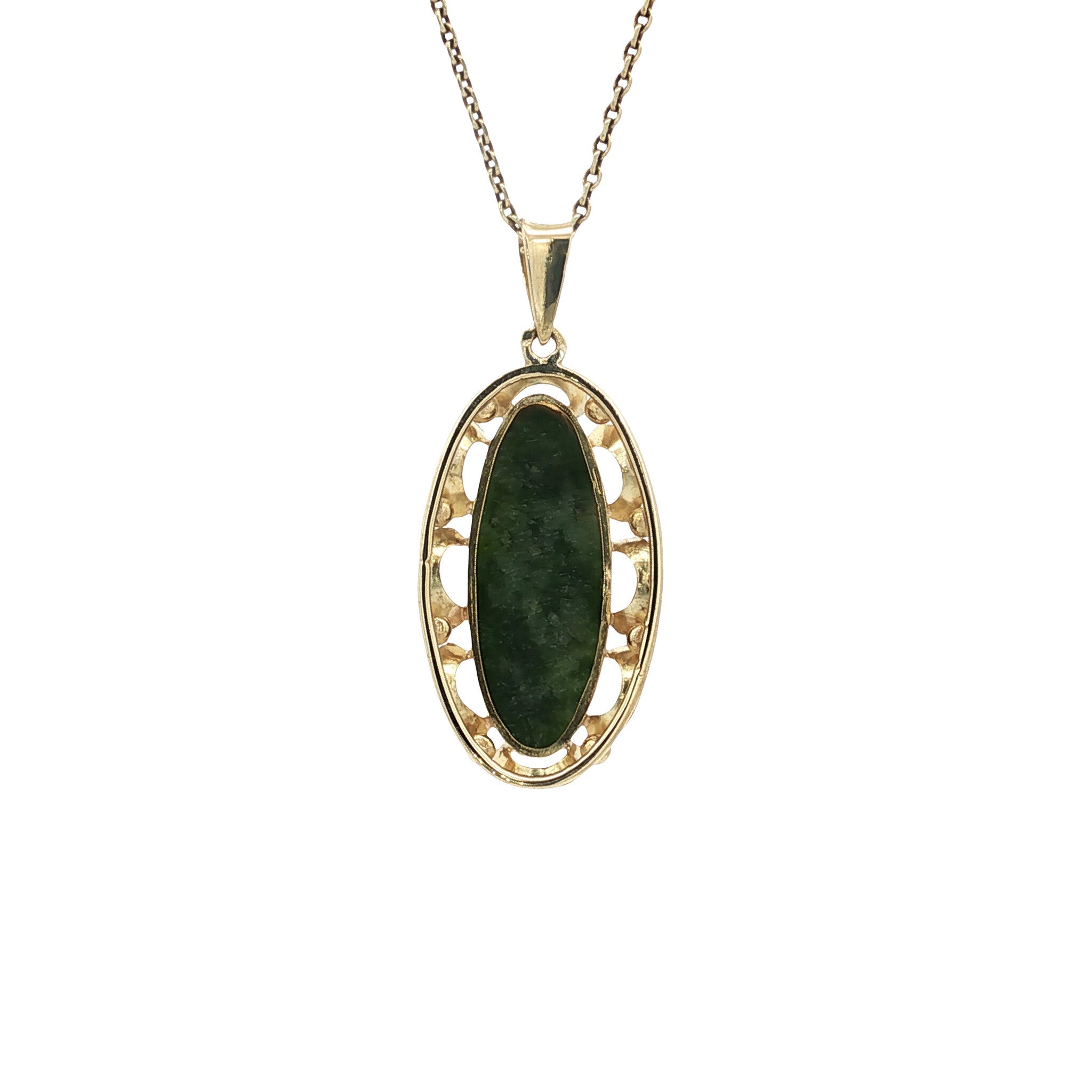 Golden vintage pendant with jade 14 kt