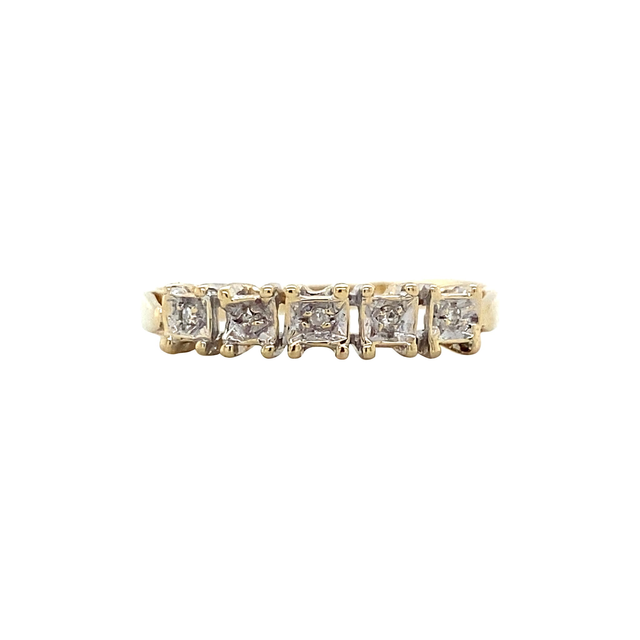 Gouden vintage rijring met diamant 14 krt