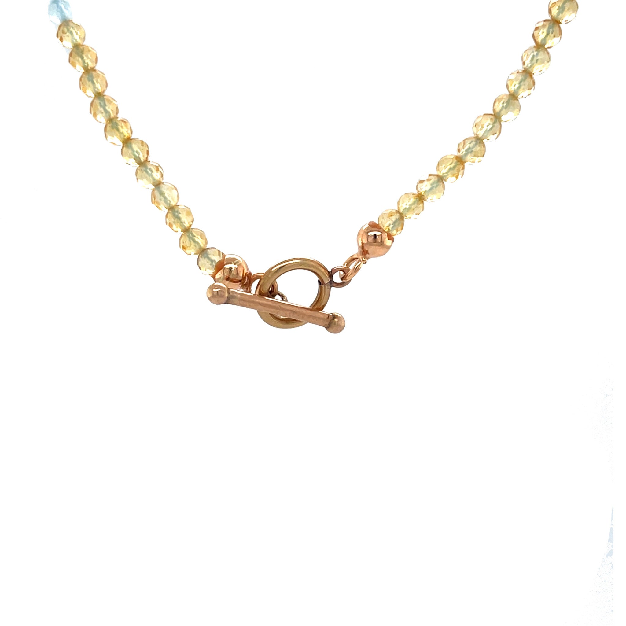 Vintage citrine and aquamarine necklace with pearl and decorative clasp