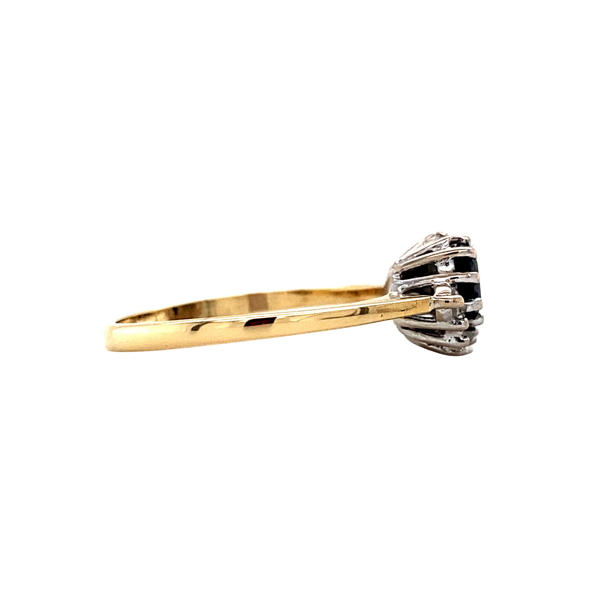 Gold ring with sapphire and diamond 18 krt