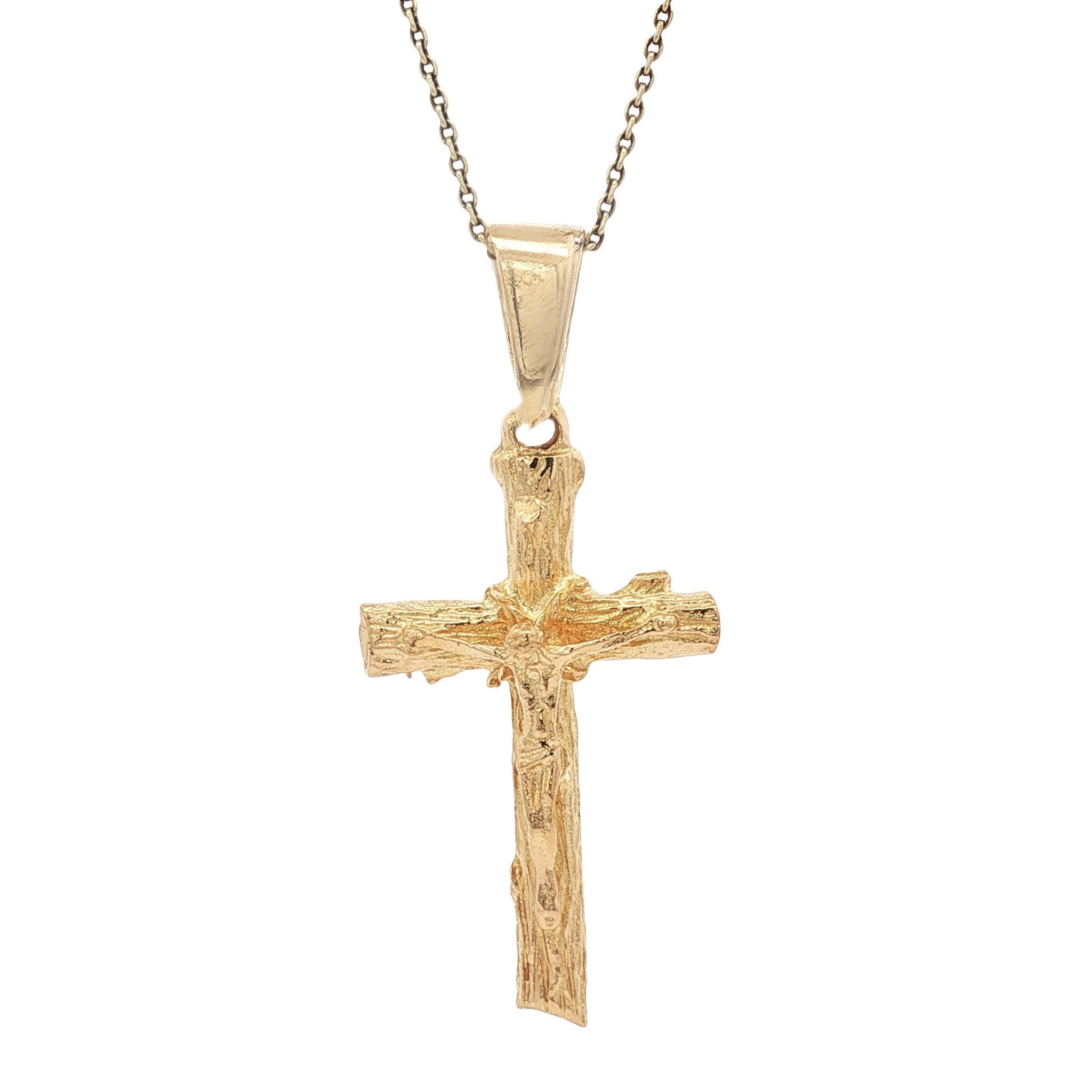 Gouden kruis hanger met Jezus Christus 18 kt