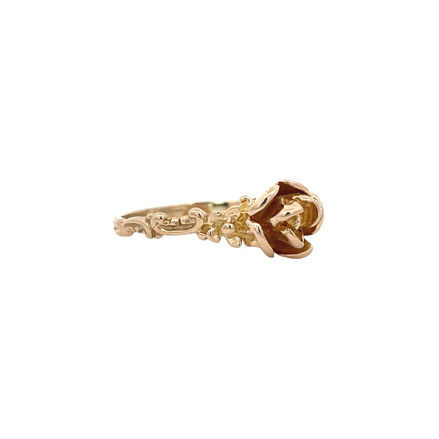 Gouden vintage roos ring 14 kt