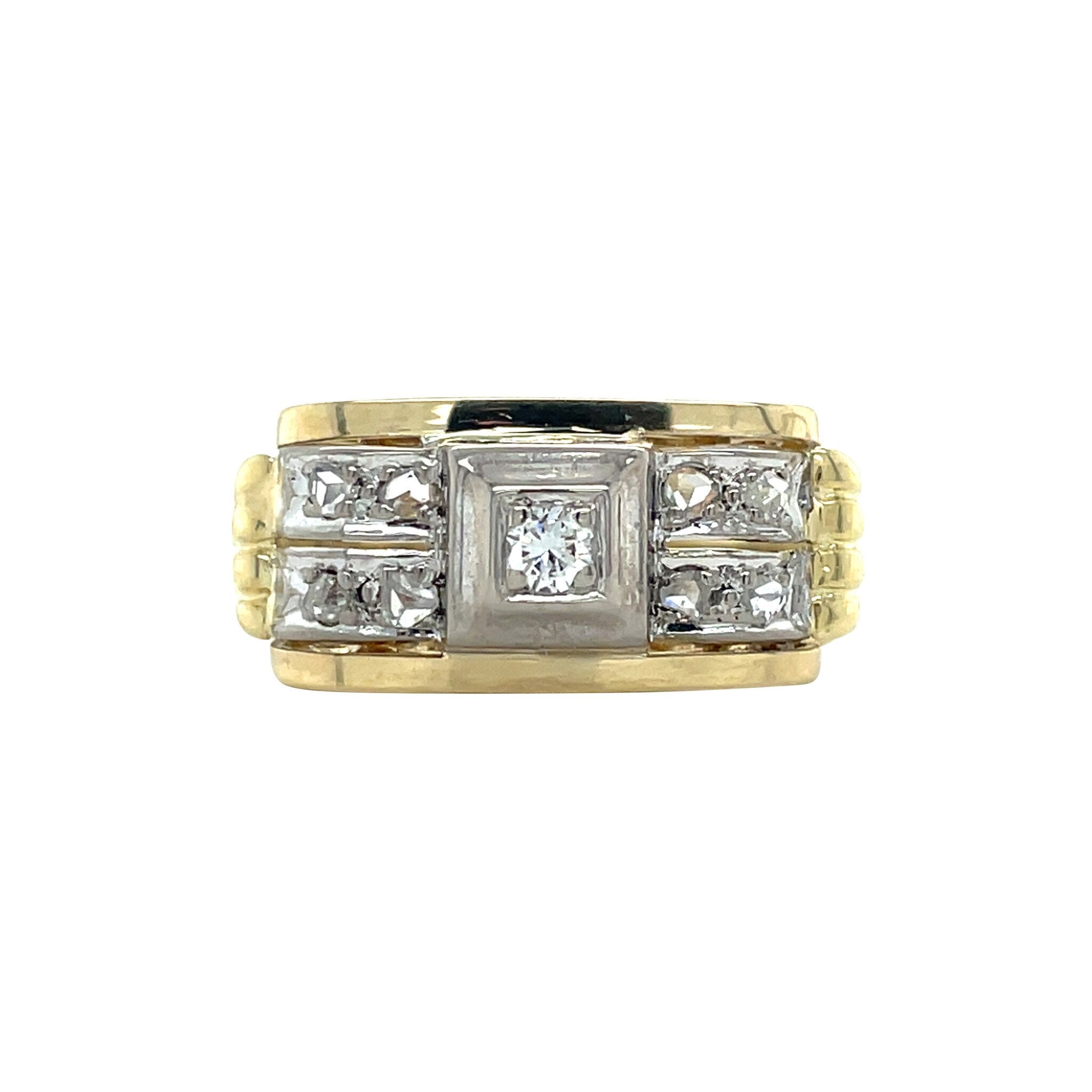 Gouden vintage ring met diamant 14 kt