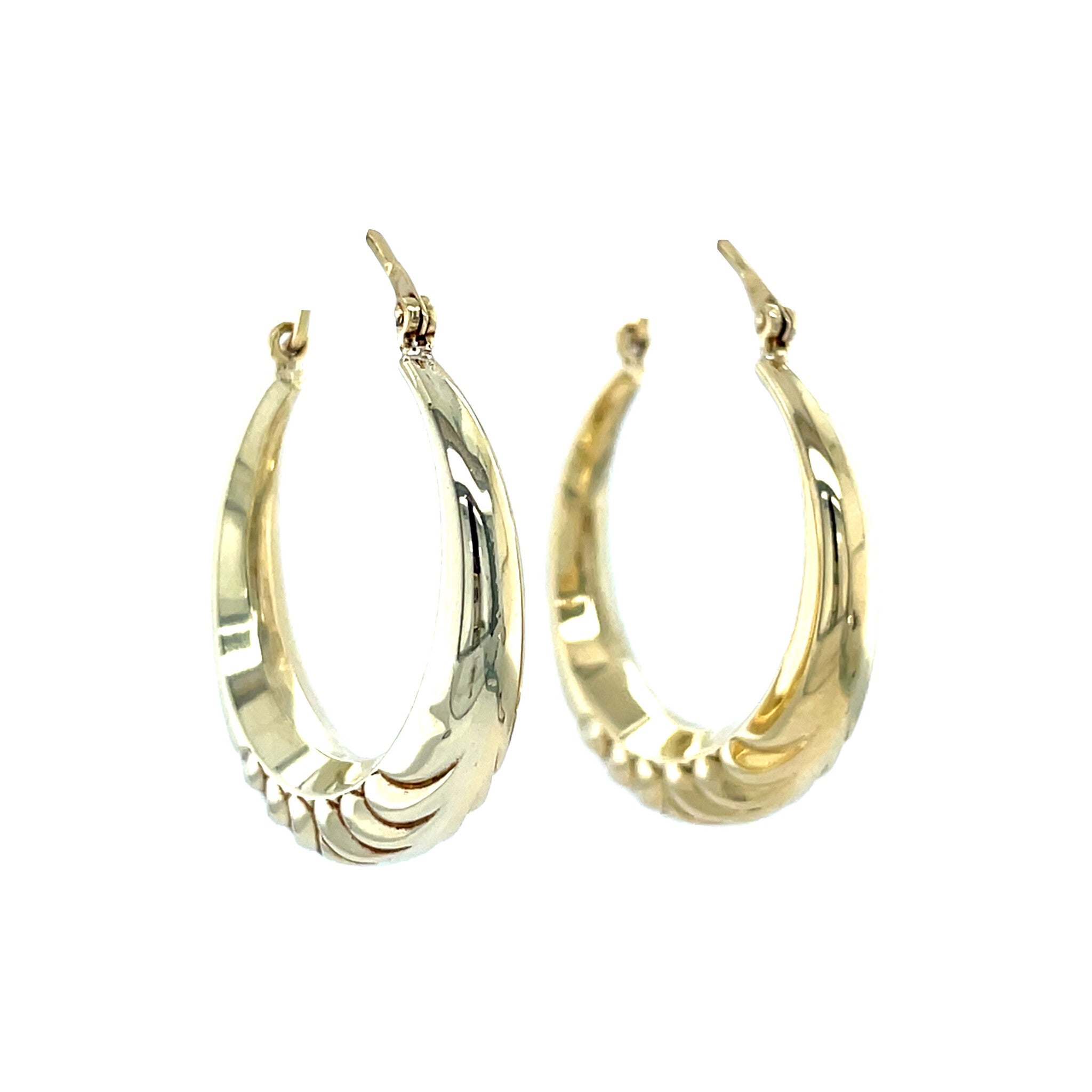 Gouden vintage fantasie oorringen 14 krt